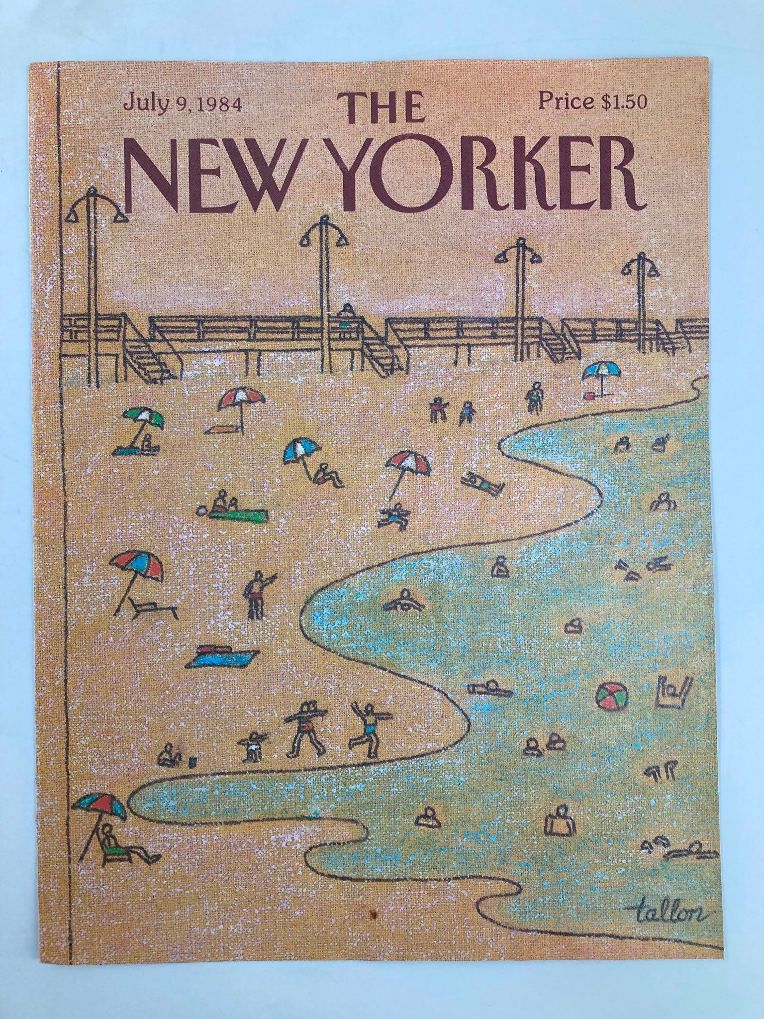 COVER ONLY The New Yorker July 9 1984 Beachgoers by Robert Tallon No Label