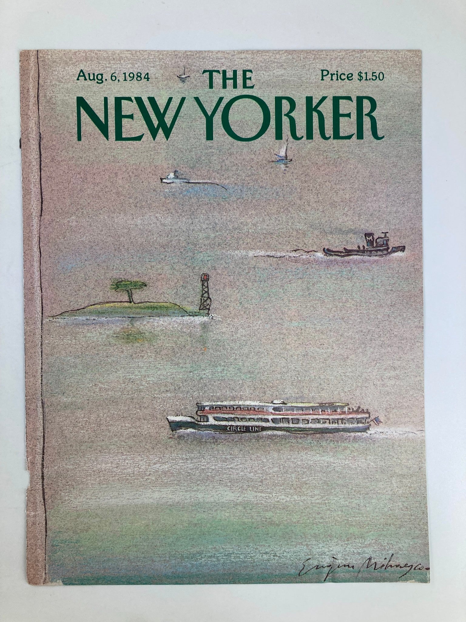 COVER ONLY The New Yorker August 6 1984 Circle Line Boat by Eugene Mihaesco