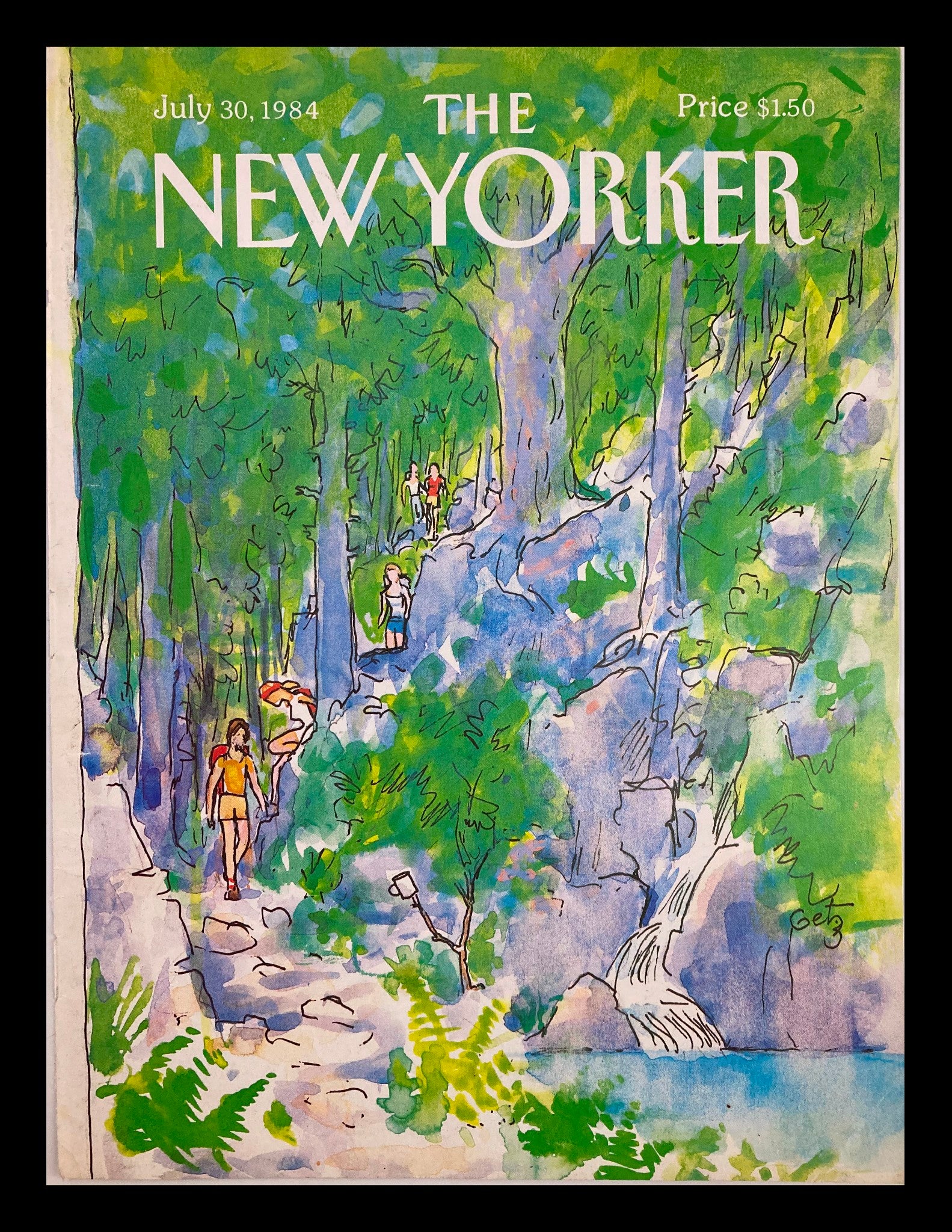 COVER ONLY The New Yorker July 30 1984 Hiking by Arthur Getz No Label