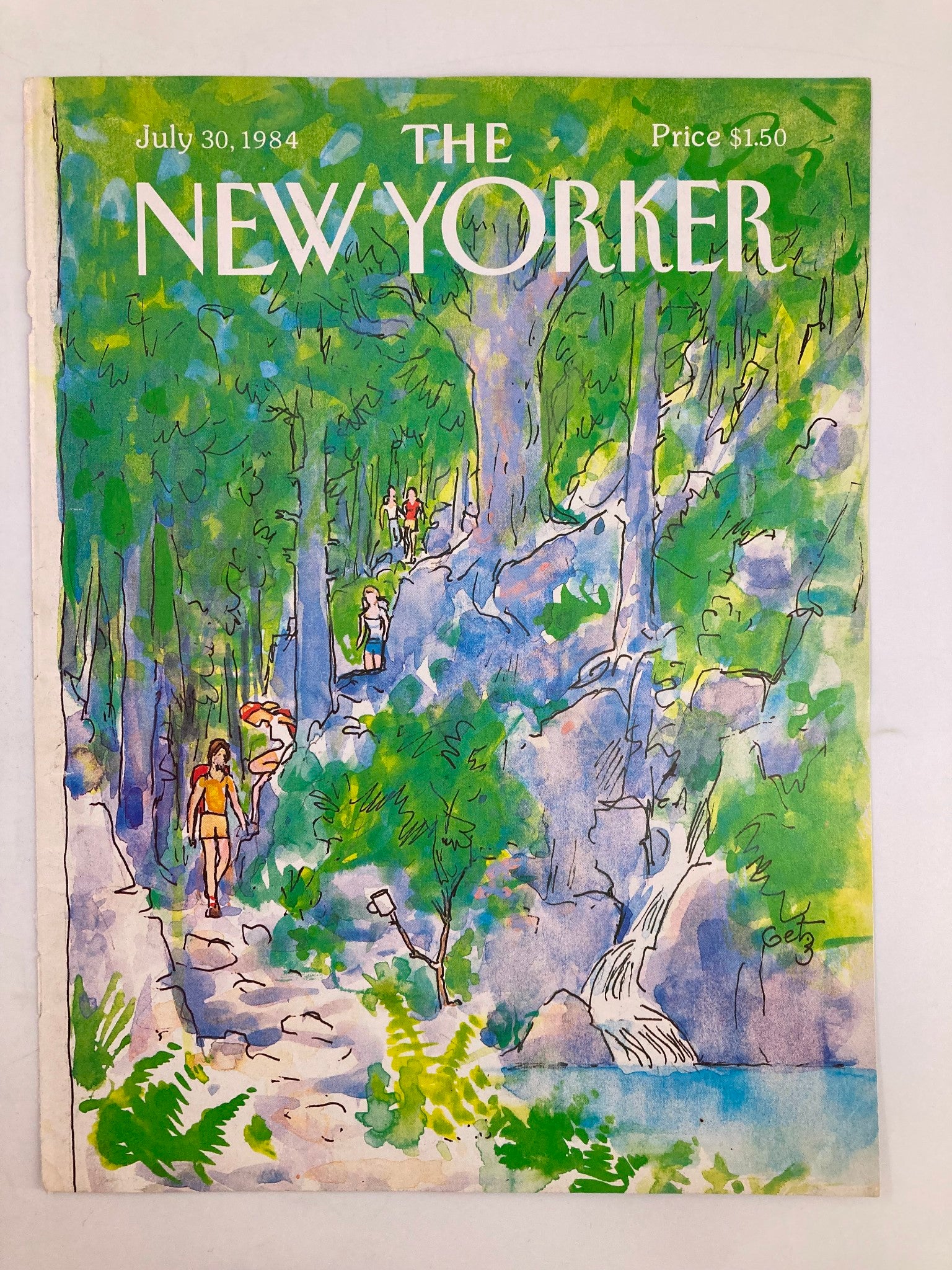 COVER ONLY The New Yorker July 30 1984 Hiking by Arthur Getz No Label