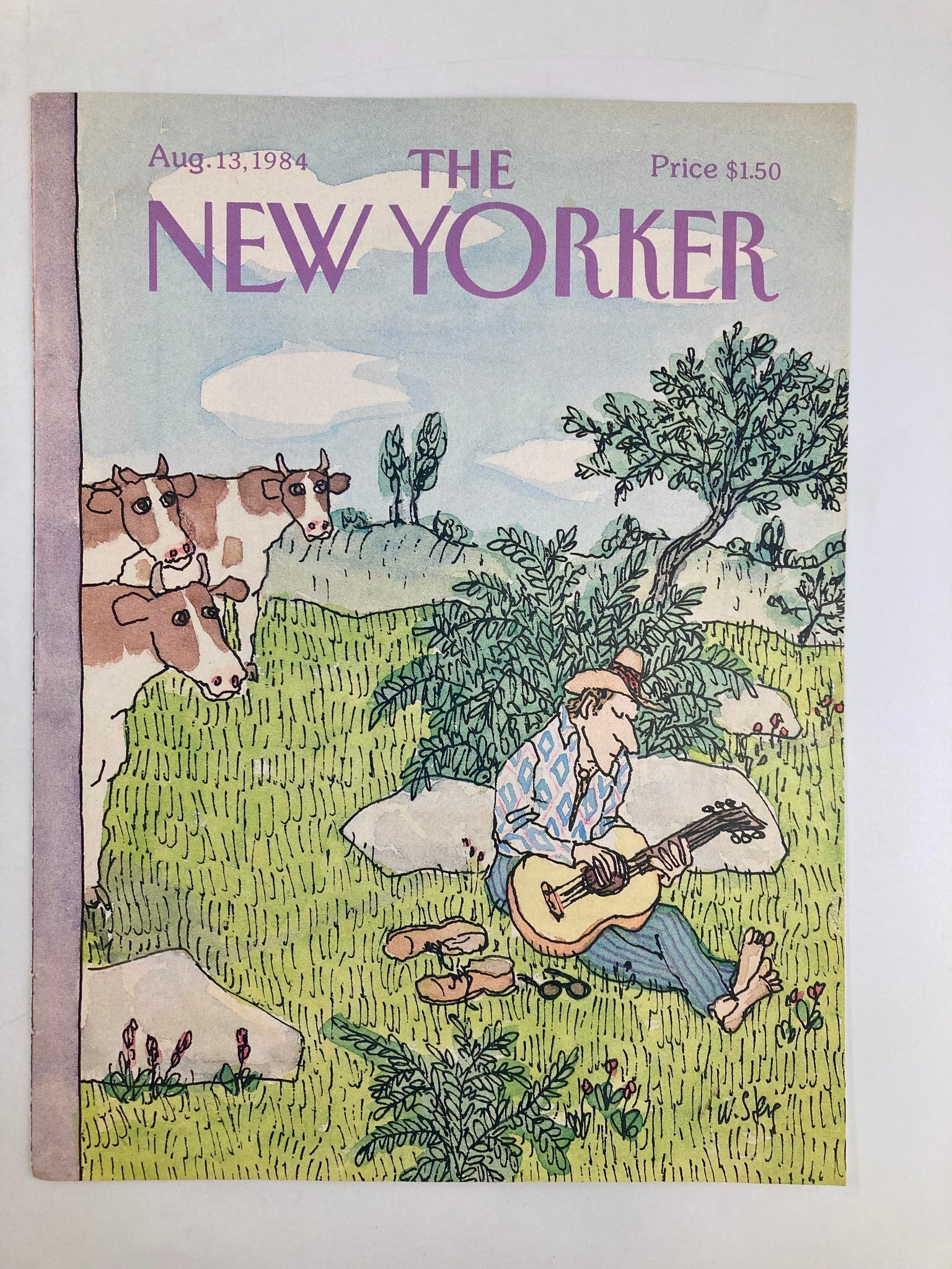 COVER ONLY The New Yorker August 13 1984 Farmer's Cow by William Steig No Label