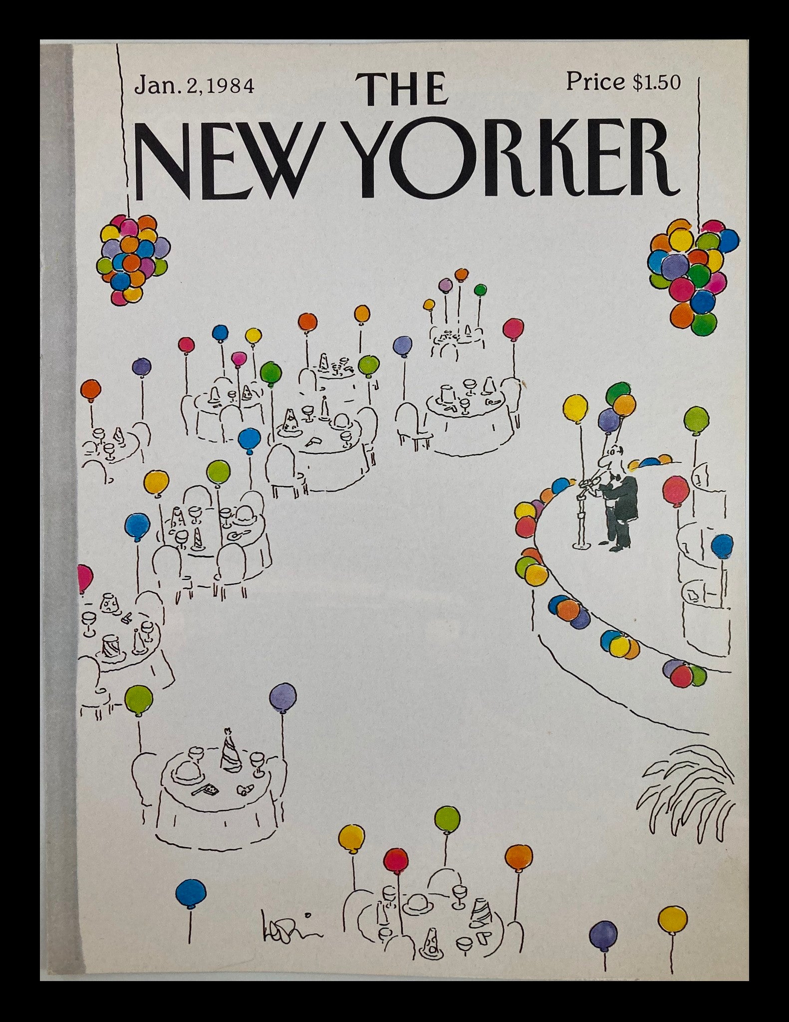 COVER ONLY The New Yorker January 2 1984 New Years Eve Party by Arnie Levin