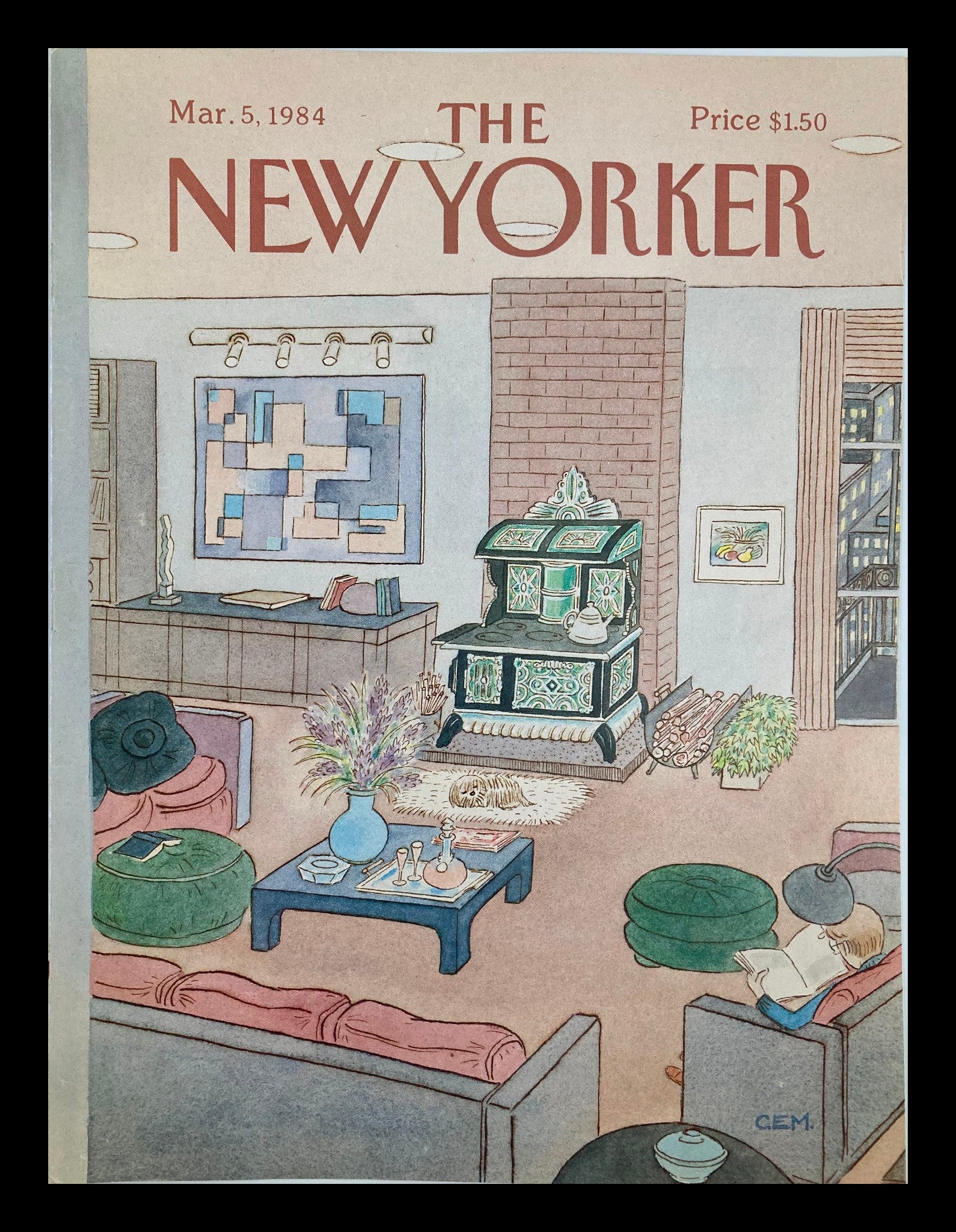 COVER ONLY The New Yorker March 5 1984 Comfort at Home by Charles E. Martin