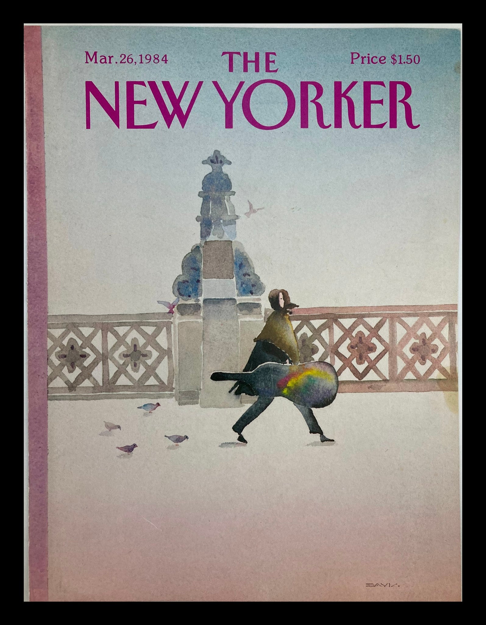 COVER ONLY The New Yorker March 26 1984 Watercolor Musicman by Susan Davis