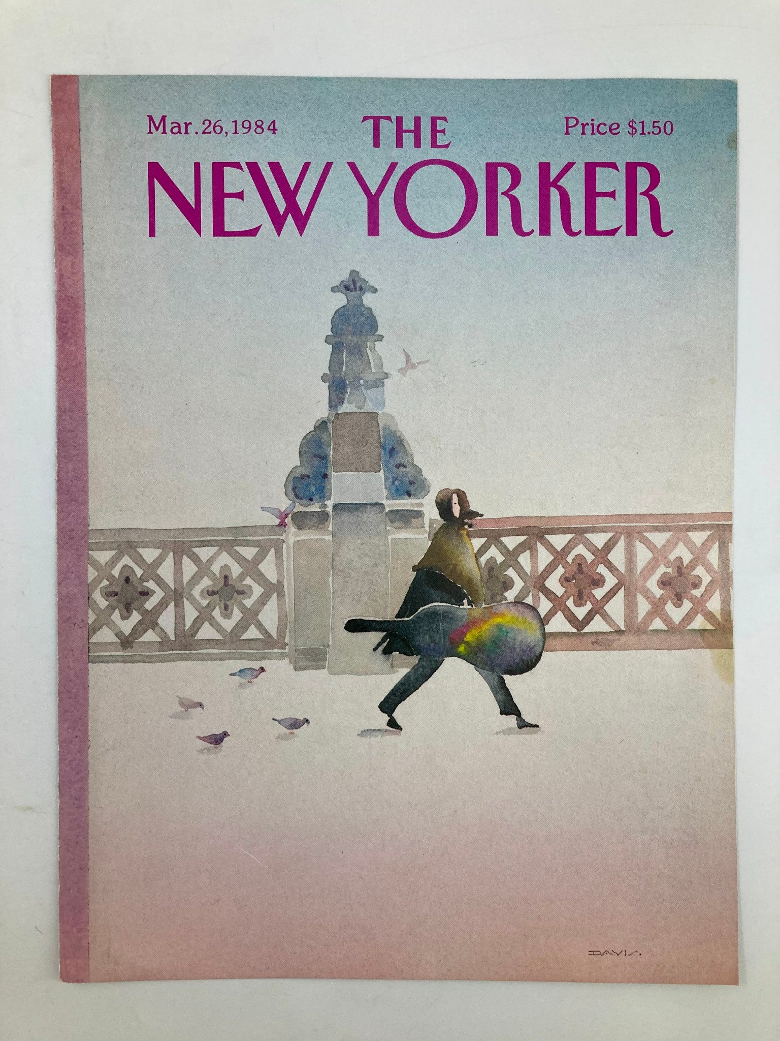 COVER ONLY The New Yorker March 26 1984 Watercolor Musicman by Susan Davis