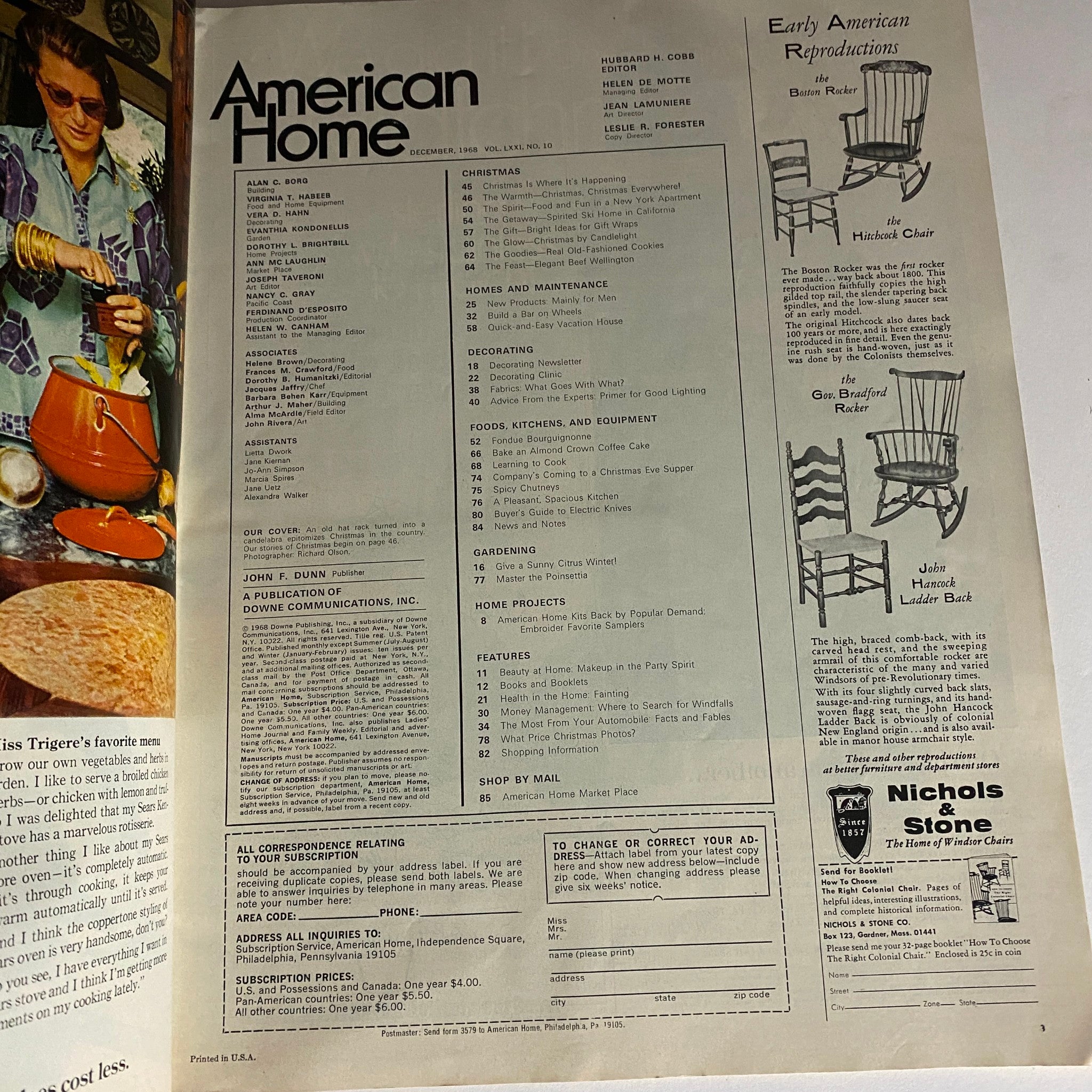 VTG American Home Magazine December 1968 Our Stories of Christmas No Label