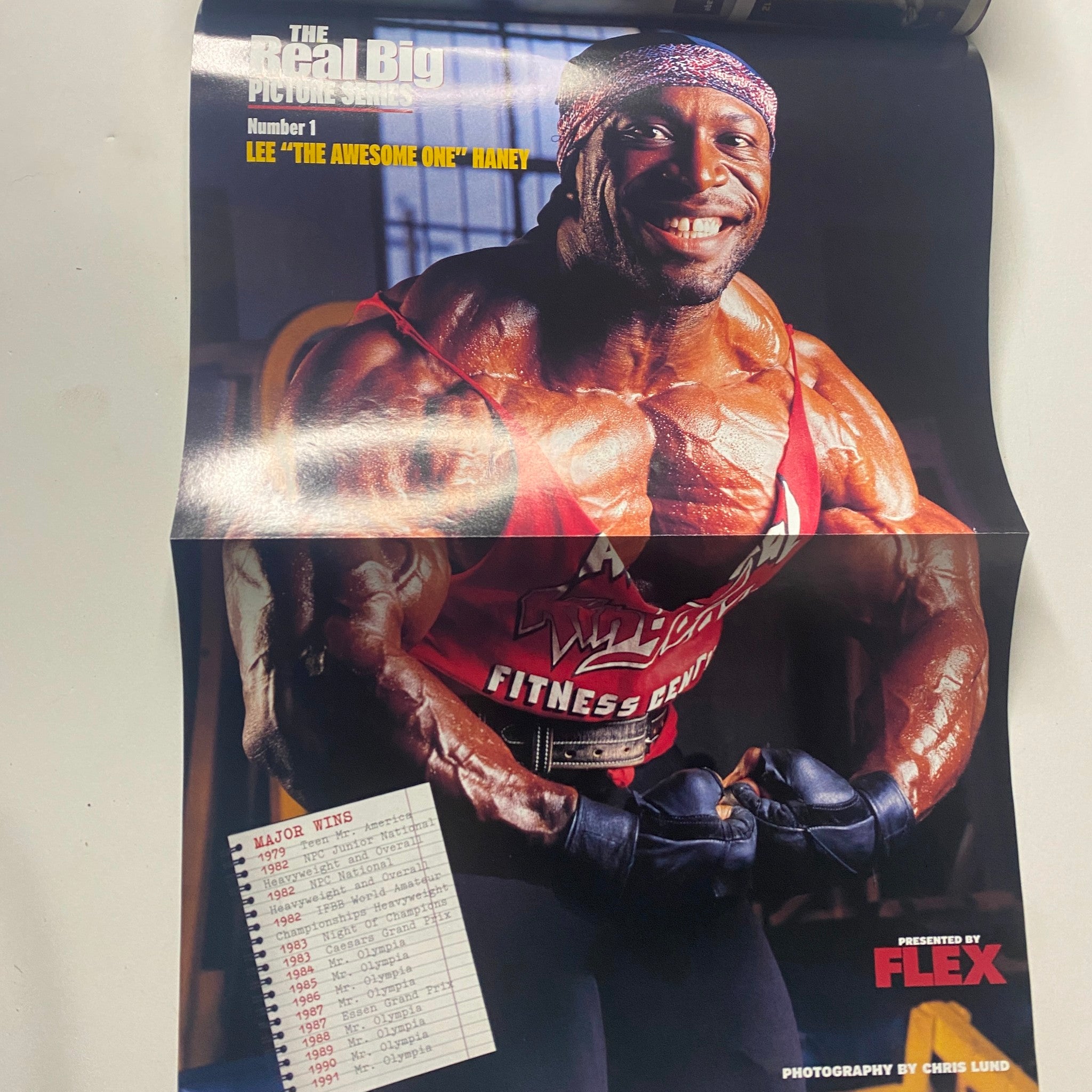 Flex Magazine November 2002 Vol 20, Num 9 featuring Lee Haney in a muscular pose, emphasizing fitness and bodybuilding, with text detailing the Real Big Picture series.