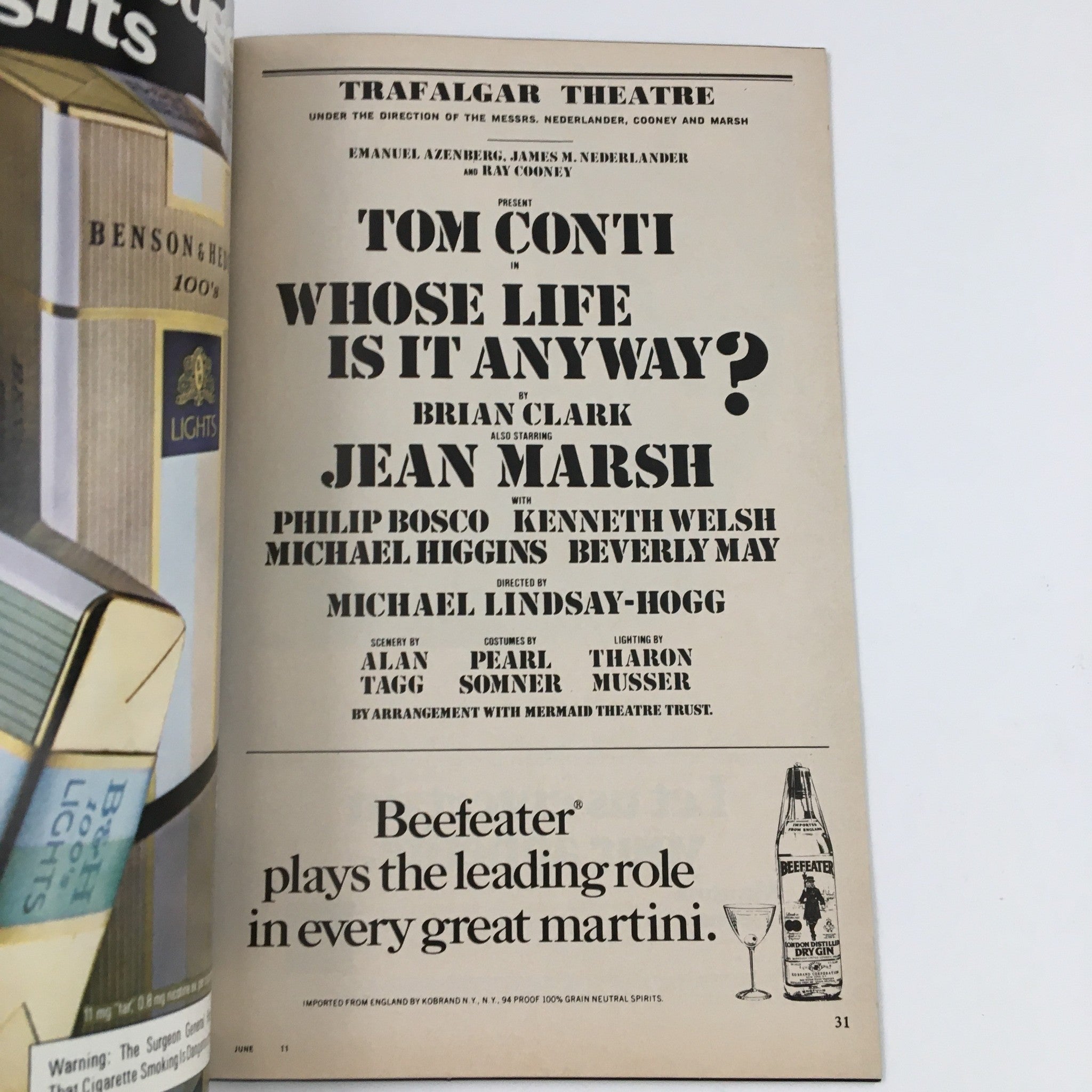 1979 Playbill Trafalgar Theatre Whose Life is it Anyway by Michael Lindsay-Hogg