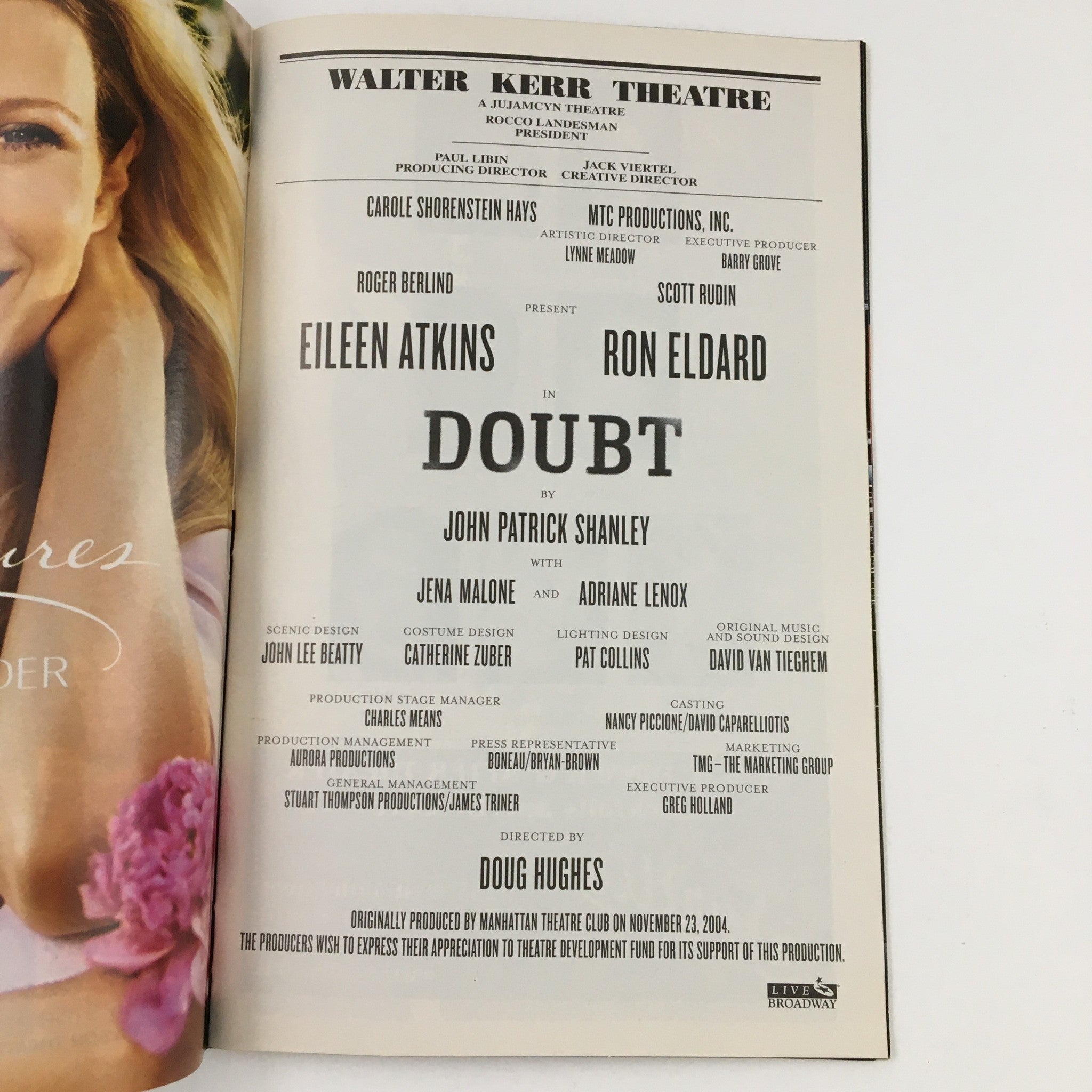 2006 Playbill Walter Kerr Theatre Present Doubt by John Patrick Stanley