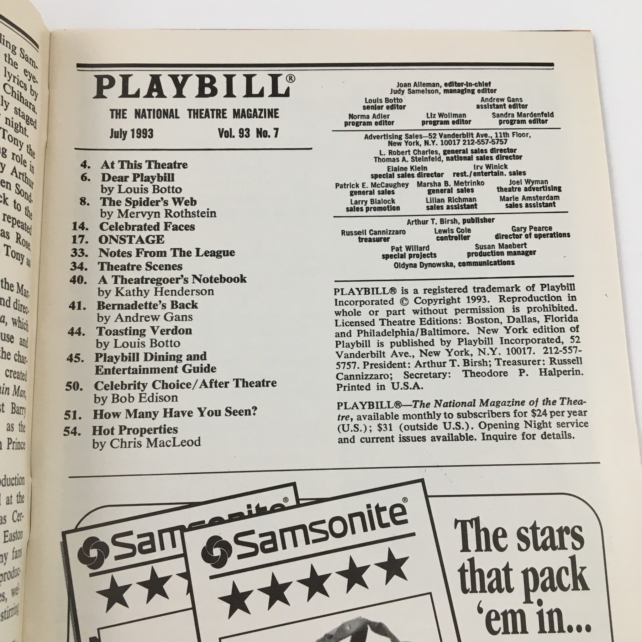 1993 Playbill Marquis Theatre Present The Goodbye Girl by Michael Kidd