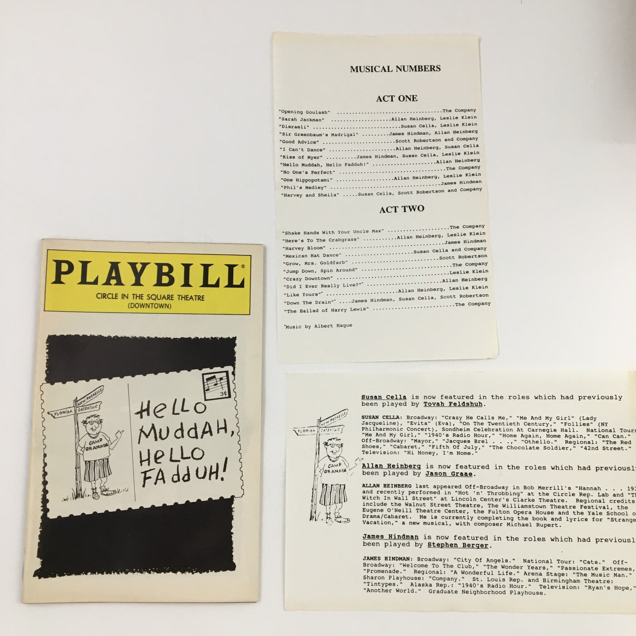 1993 Playbill Circle In The Square Hello Muddah, Hello Fadduh by Michael Leeds