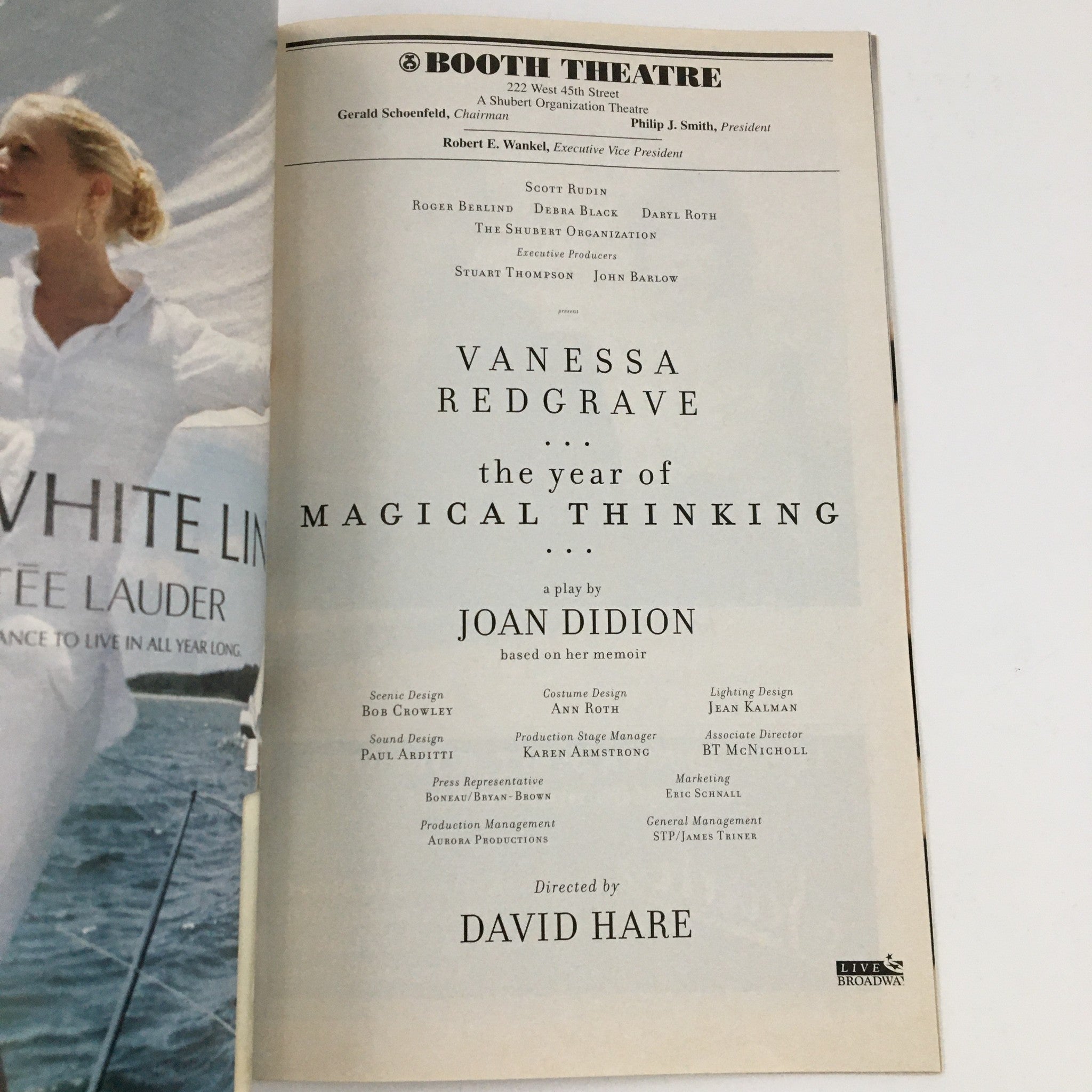 2007 Playbill Booth Theatre Present The Year of Magical Thinking by David Hare