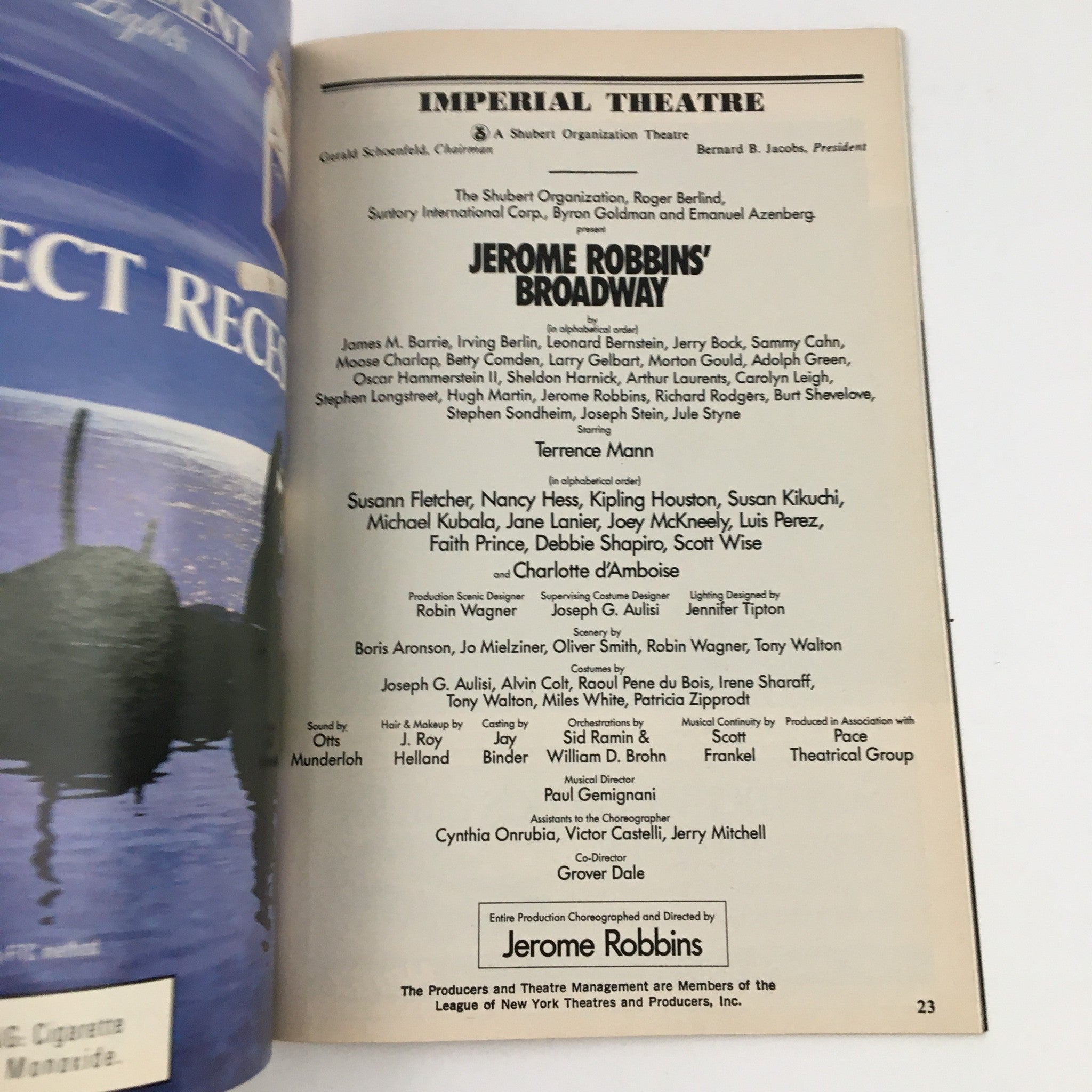 1989 Playbill Imperial Theatre Byron Goldman Present Jerome Robbins' Broadway