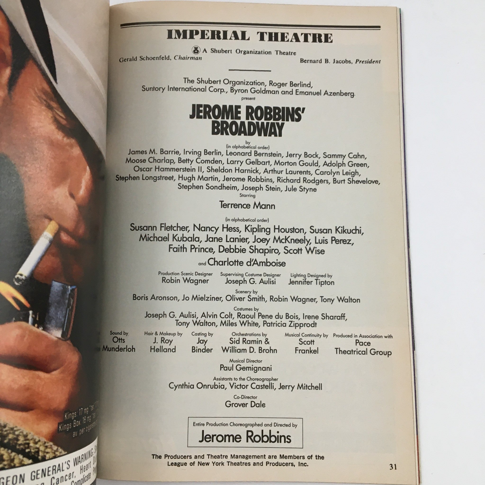 1989 Playbill Imperial Theatre Roger Berlind Present Jerome Robbins' Broadway