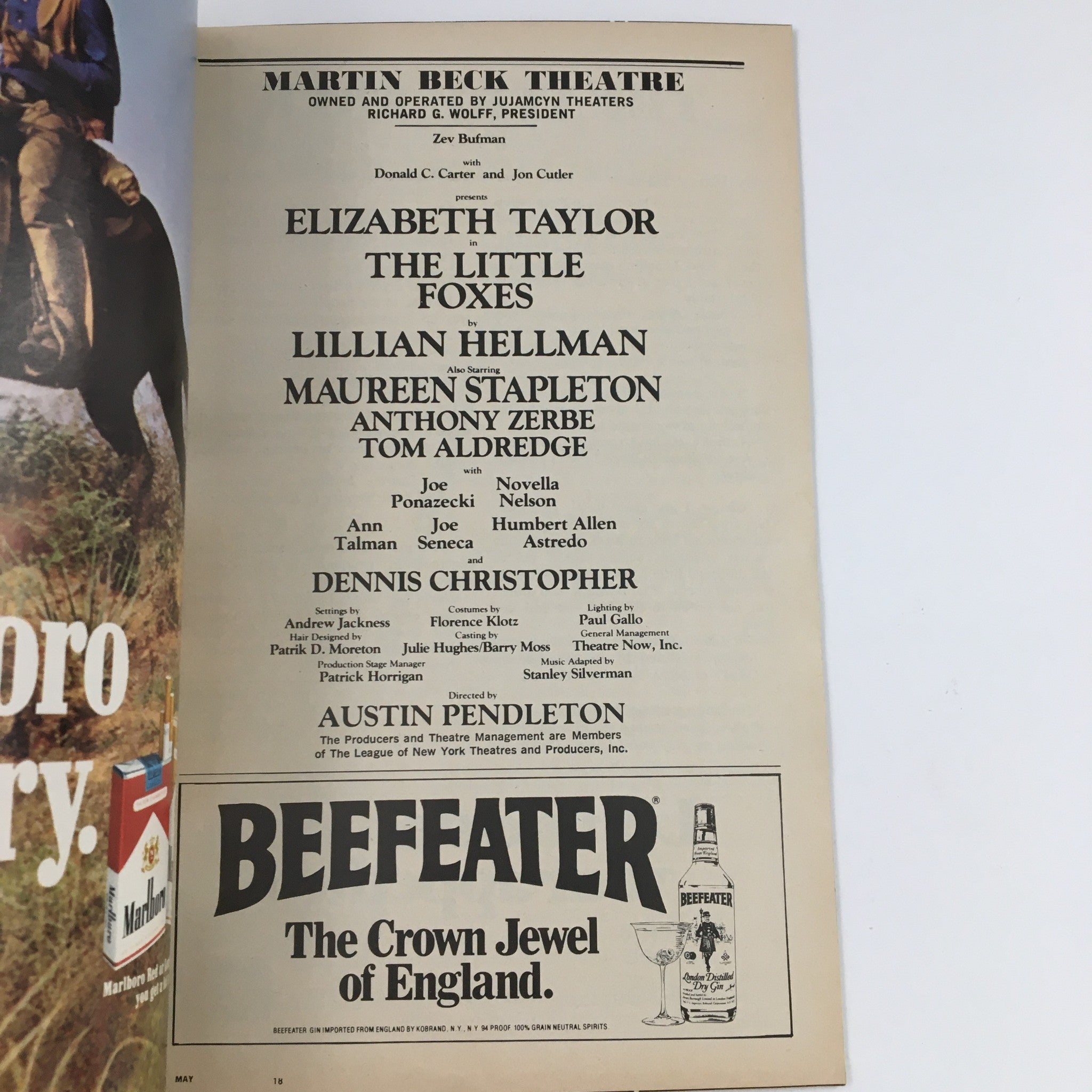 1981 Playbill Martin Beck Theatre Present Elizabeth Taylor in The Little Foxes