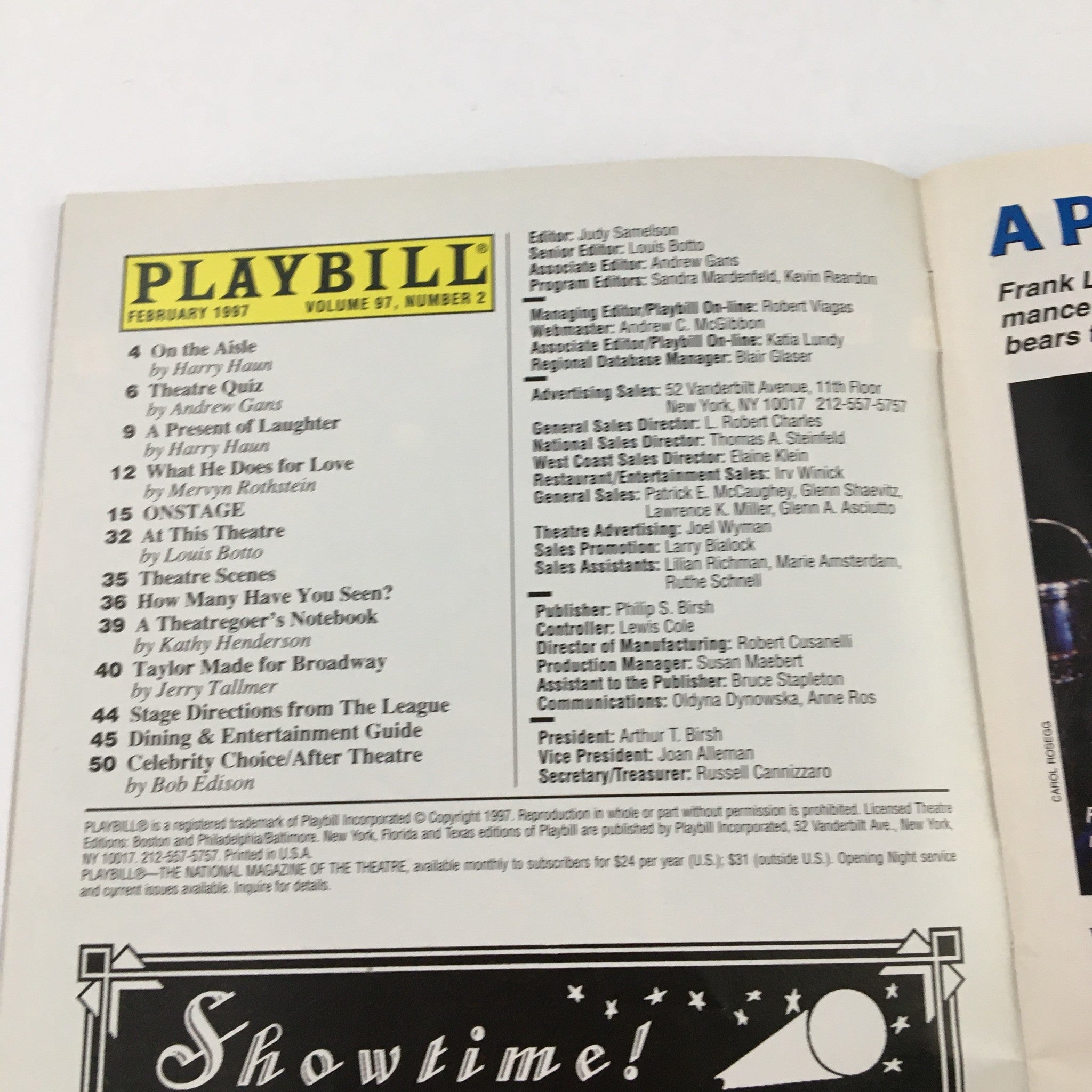 1997 Playbill Sam S. Shubert Theatre Present Joel Gray in Chicago by W. Bobbie