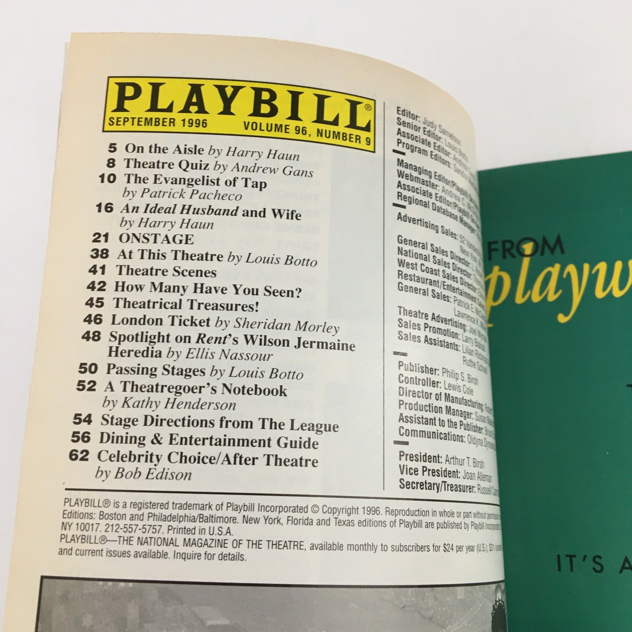 1996 Playbill Golden Theatre Present Patti LuPone in Maria Callas Master Class