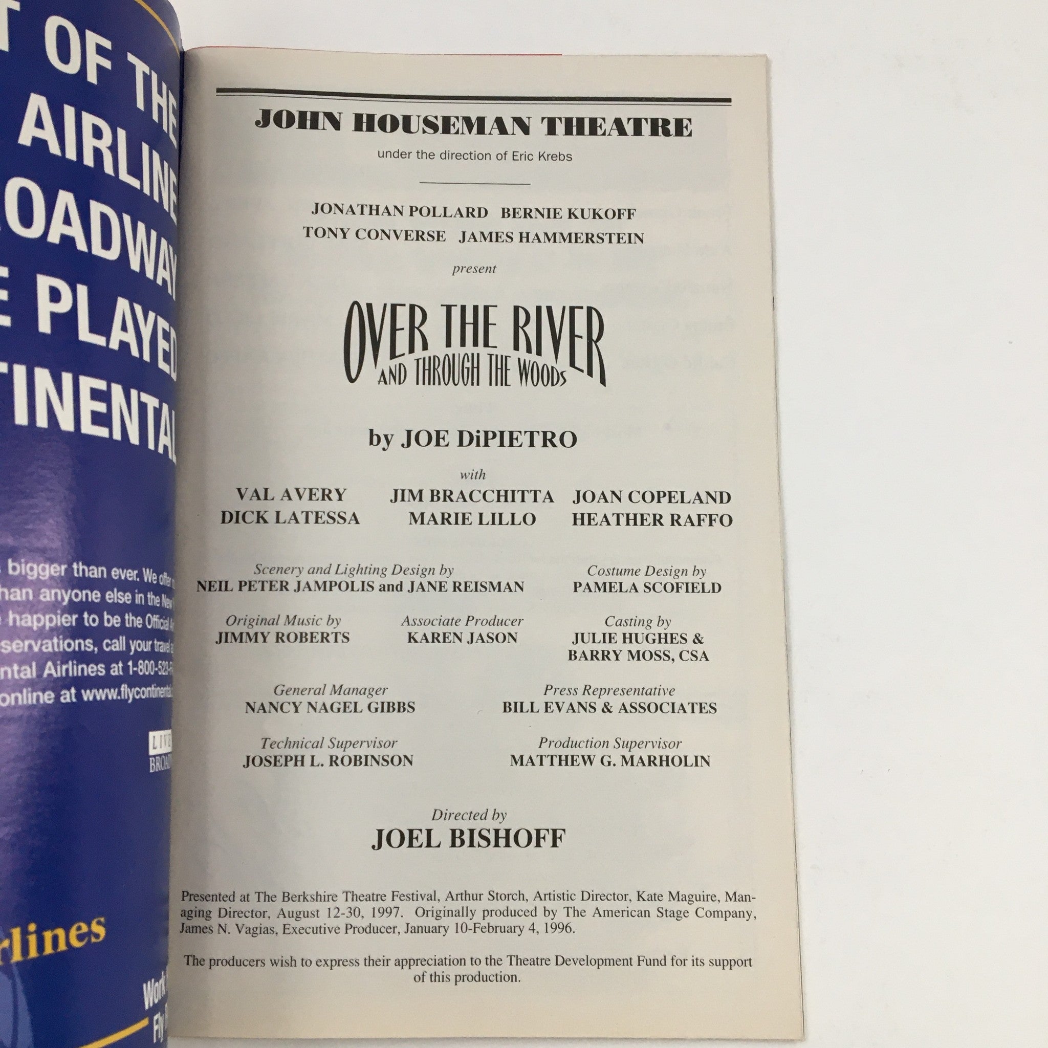 1999 Playbill The Johnson Houseman Theatre Over The River and Through The Woods