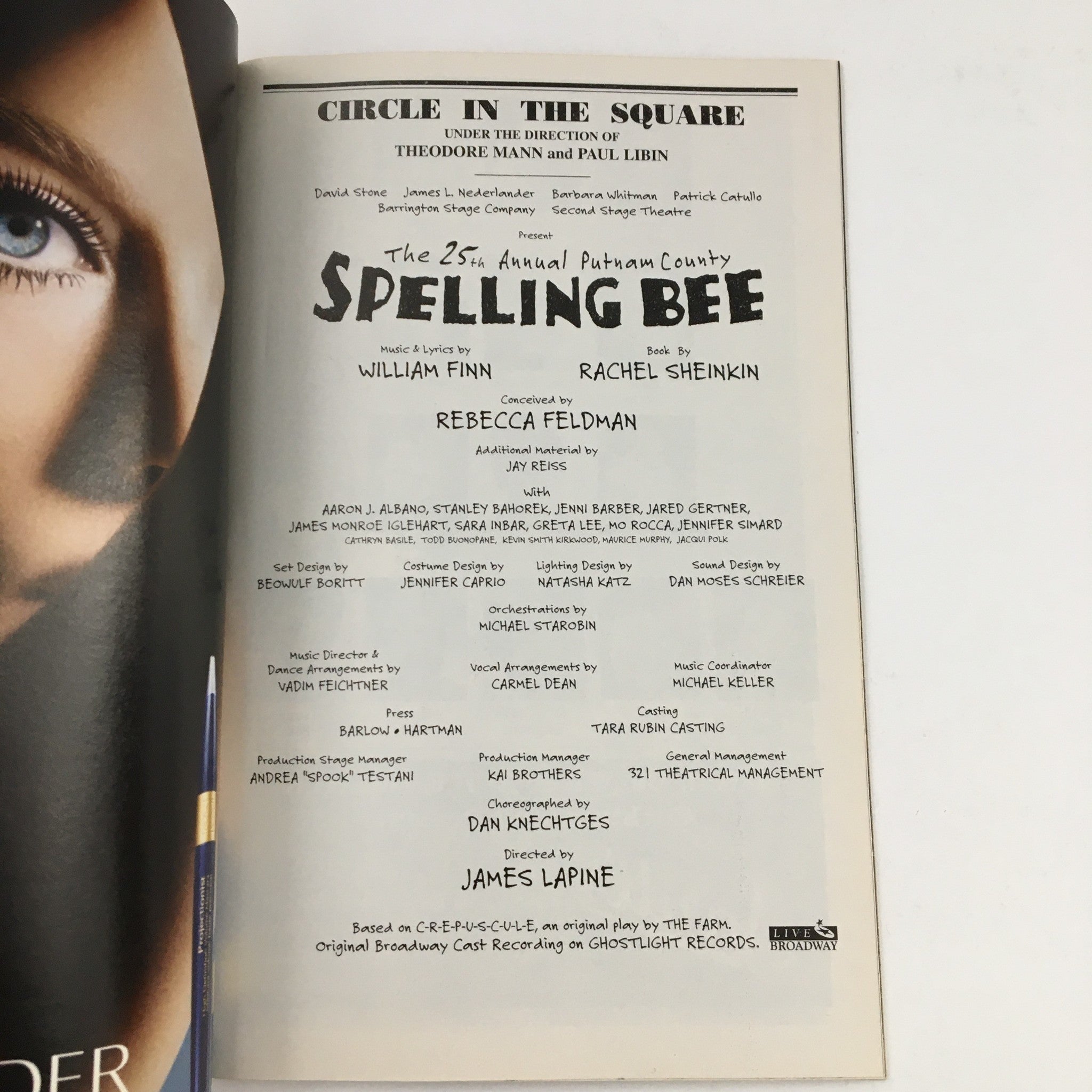 2007 Playbill Circle In The Square The 25th Annual Putnam County Spelling Bee