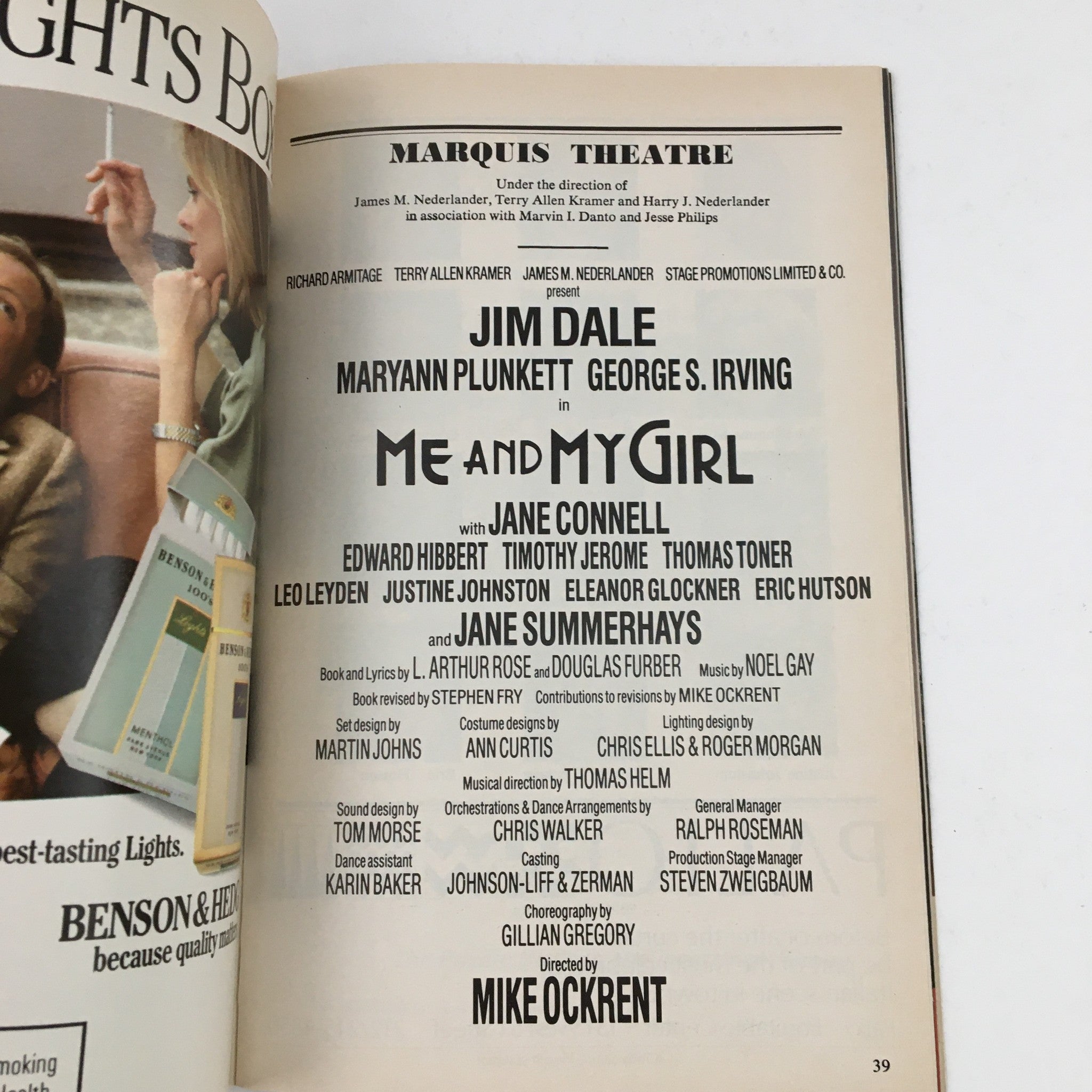 1987 Playbill Marquis Theatre Present Jim Gale & George Irving in Me and My Girl