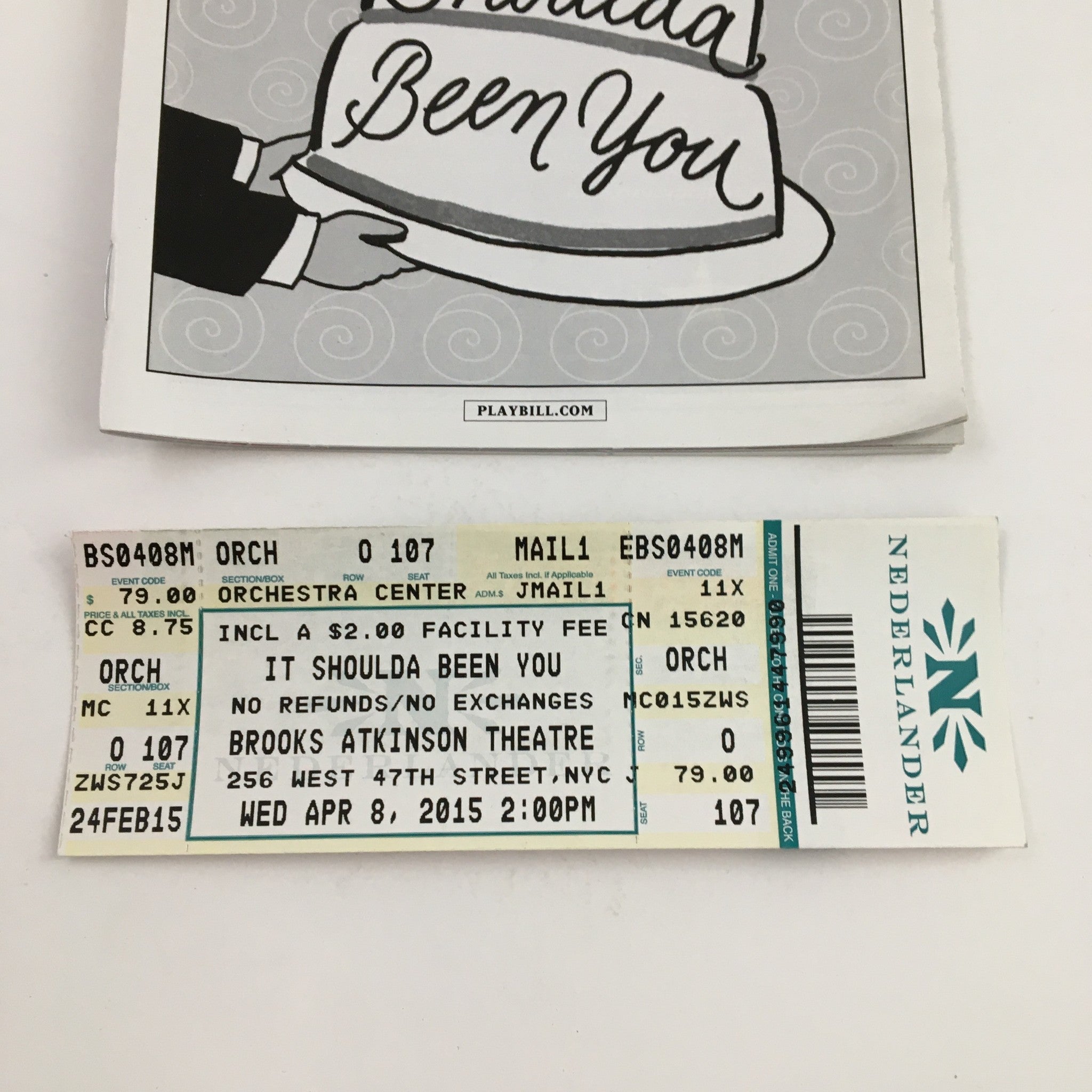 2015 Playbill Brooks Atkinson Theatre It Shoulda Been You by David Hyde Pierce