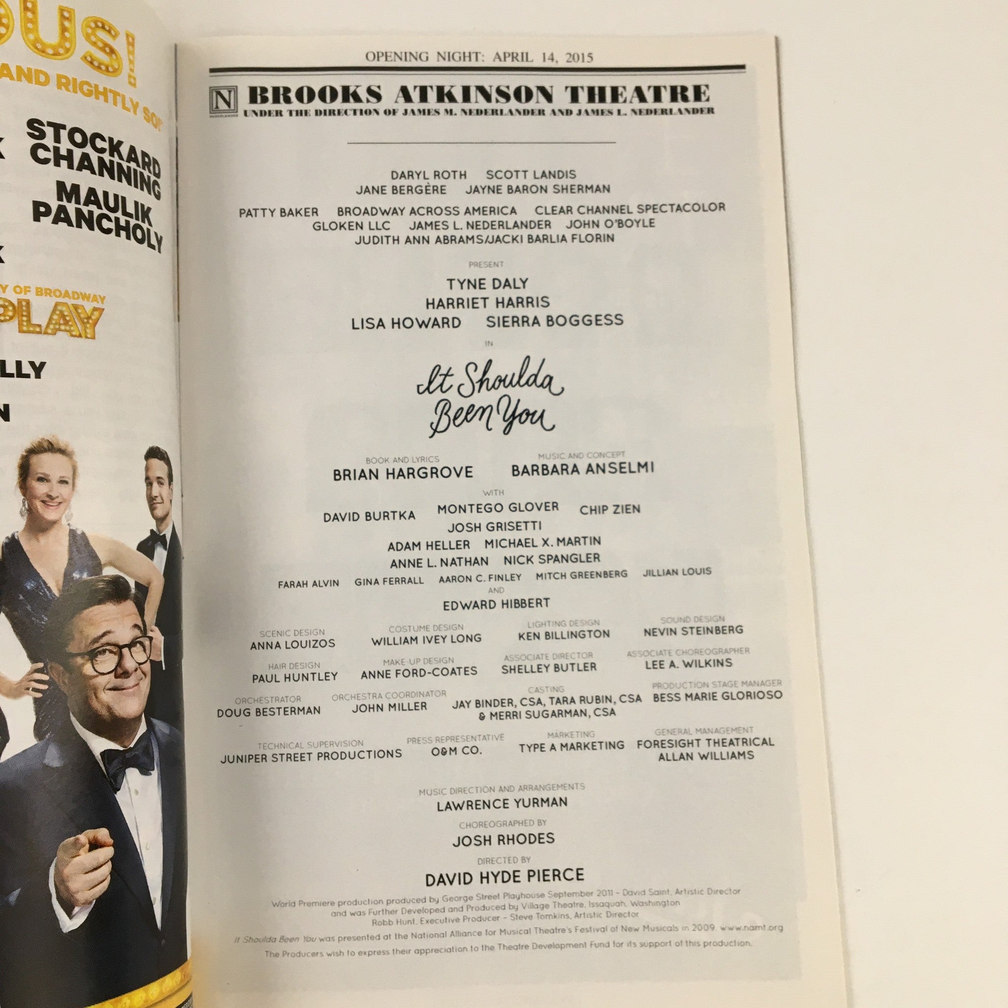 2015 Playbill Brooks Atkinson Theatre It Shoulda Been You by David Hyde Pierce