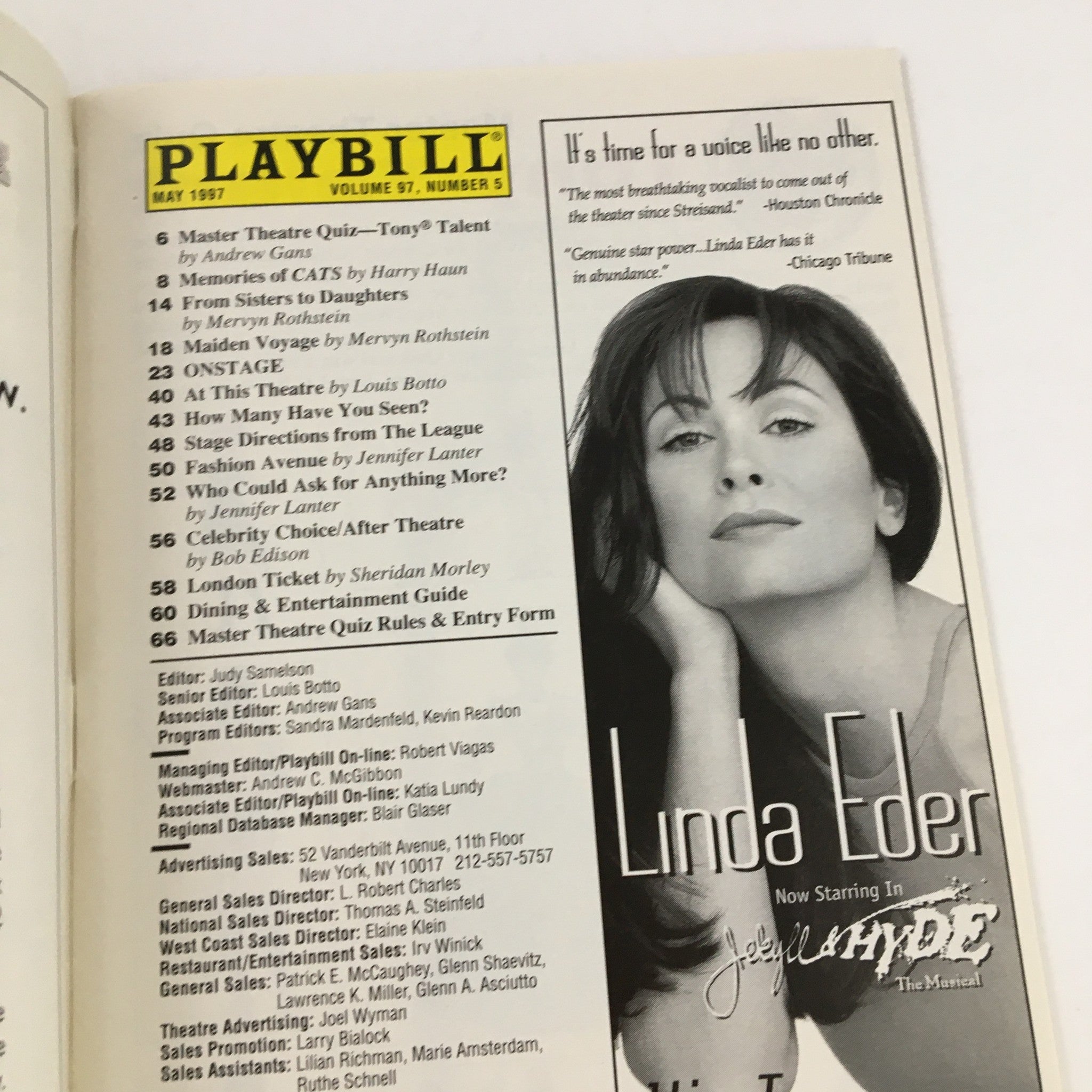 1997 Playbill Royale Theatre Present Margaret Whiting in Dream by Wayne Cilento