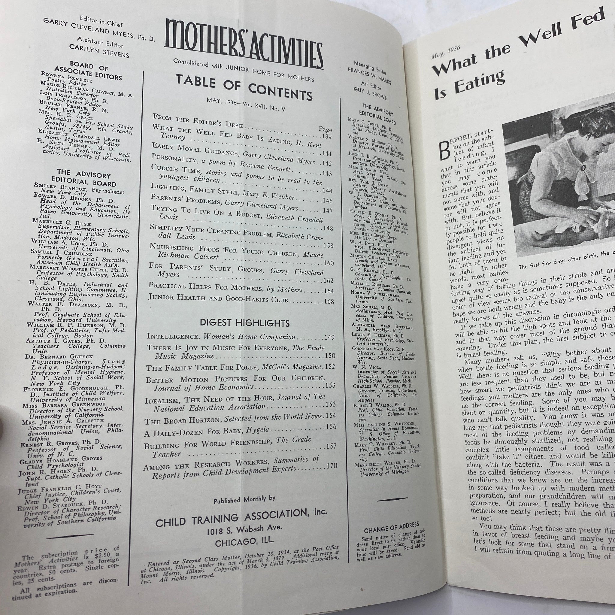 VTG Mother's Activities Magazine May 1936 A Digest for Parents and Teachers