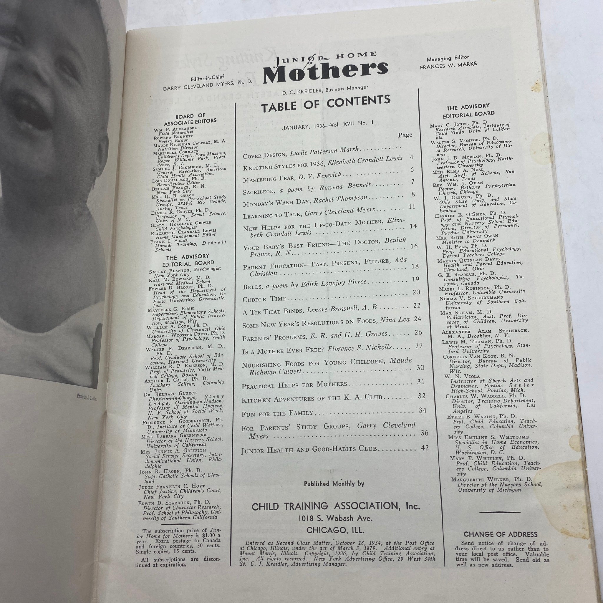 VTG Junior Home for Mothers Magazine January 1936 Knitting Styles for 1936