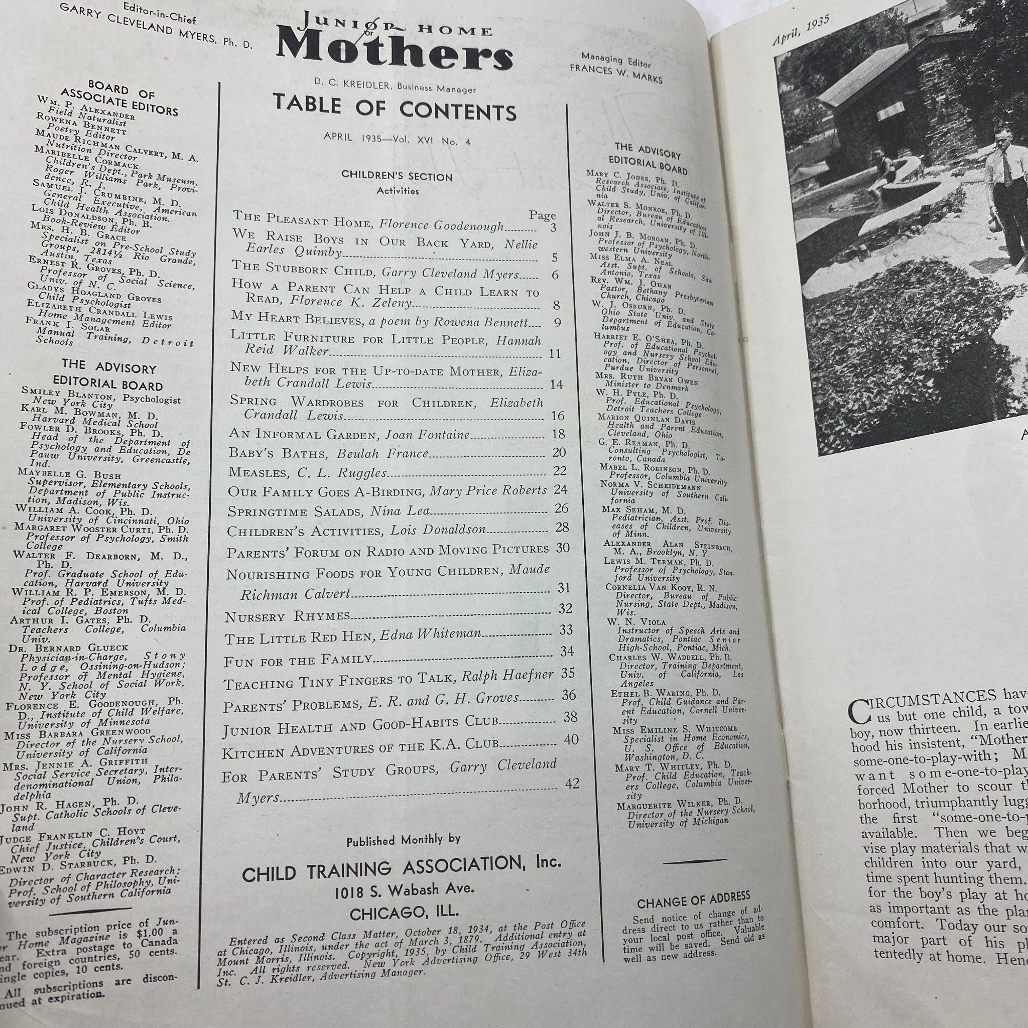 VTG Junior Home for Mothers Magazine April 1935 The Pleasant Home