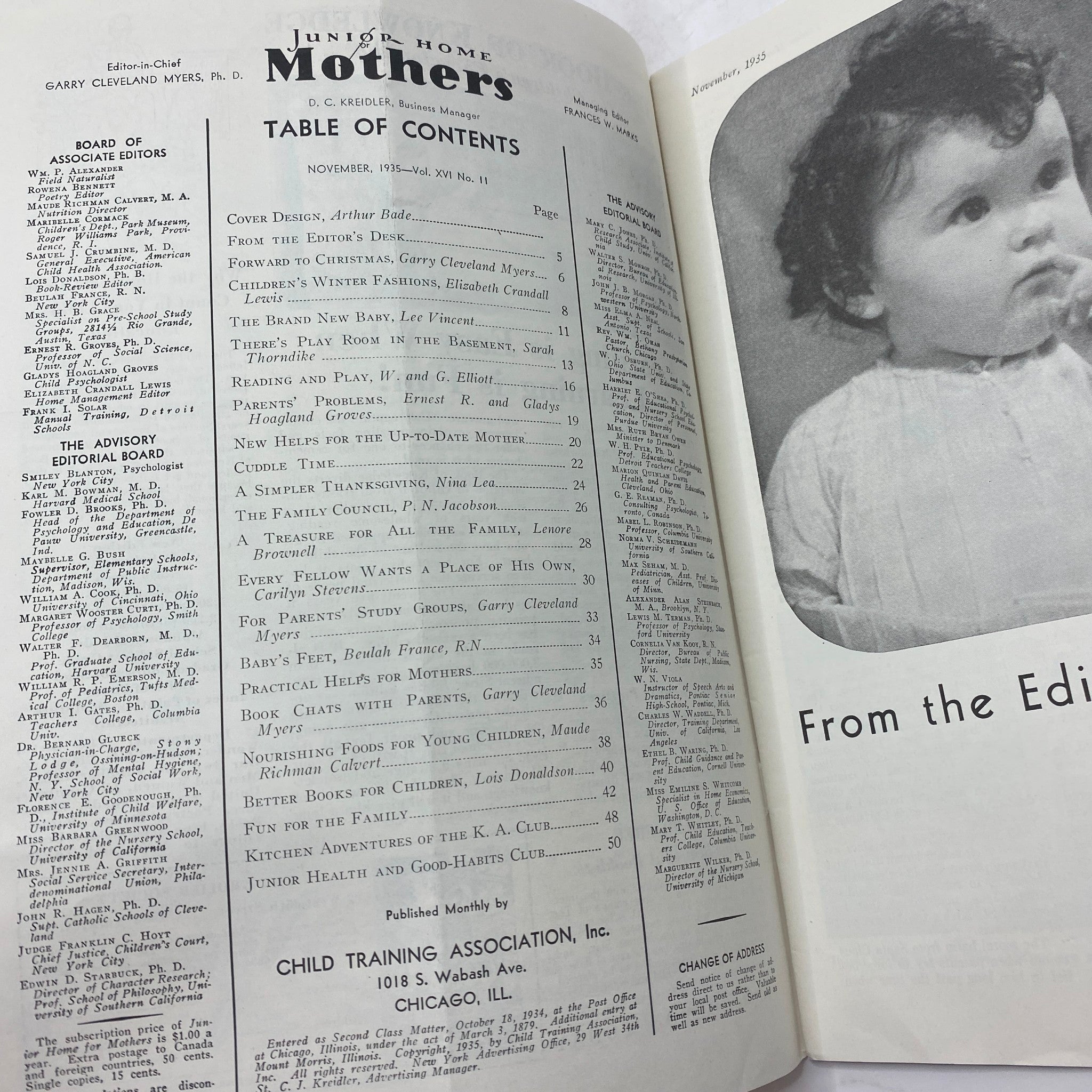 VTG Junior Home for Mothers Magazine November 1935 The Brand New Baby