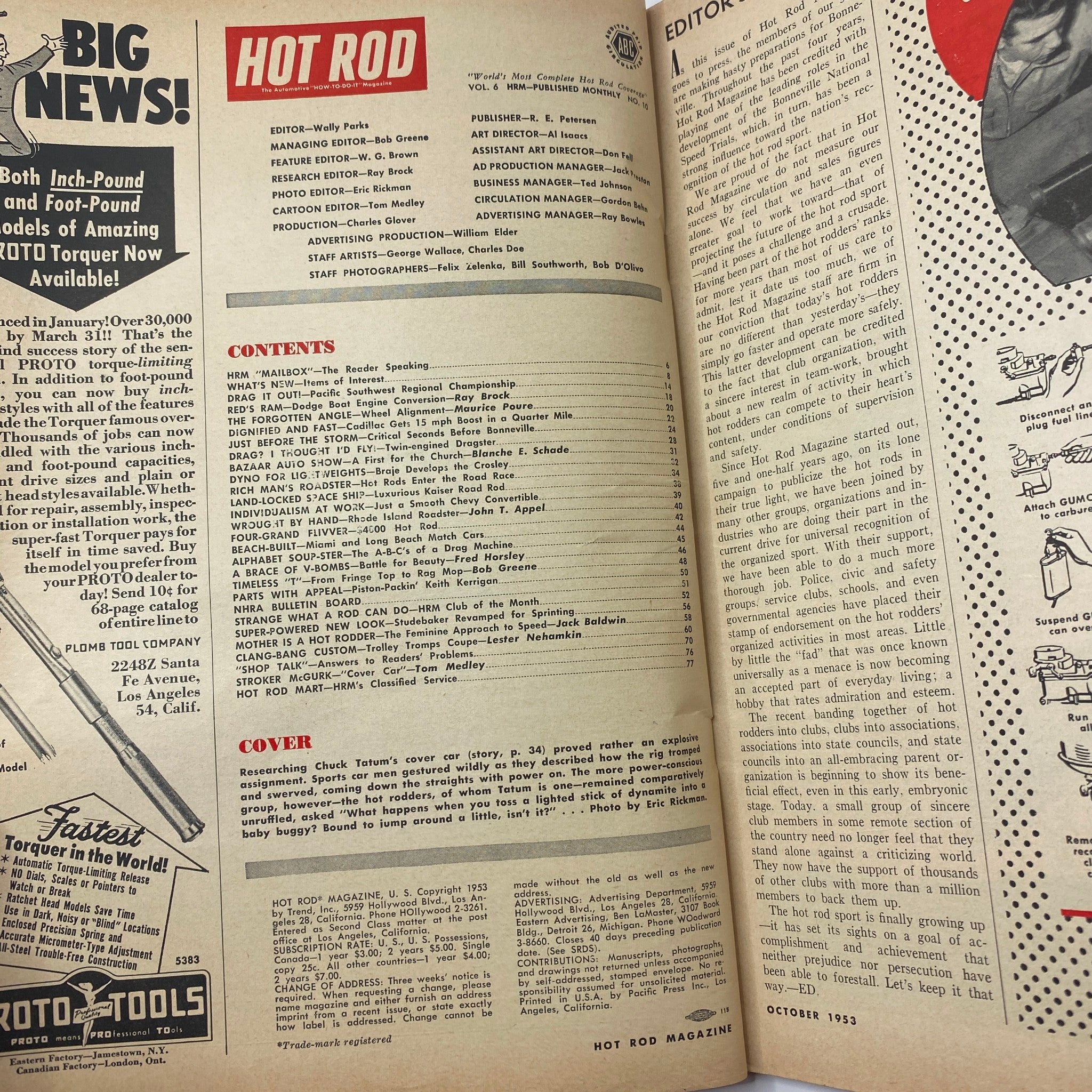 VTG Hot Rod Magazine October 1953 GMC-Powered Sports Rod No Label