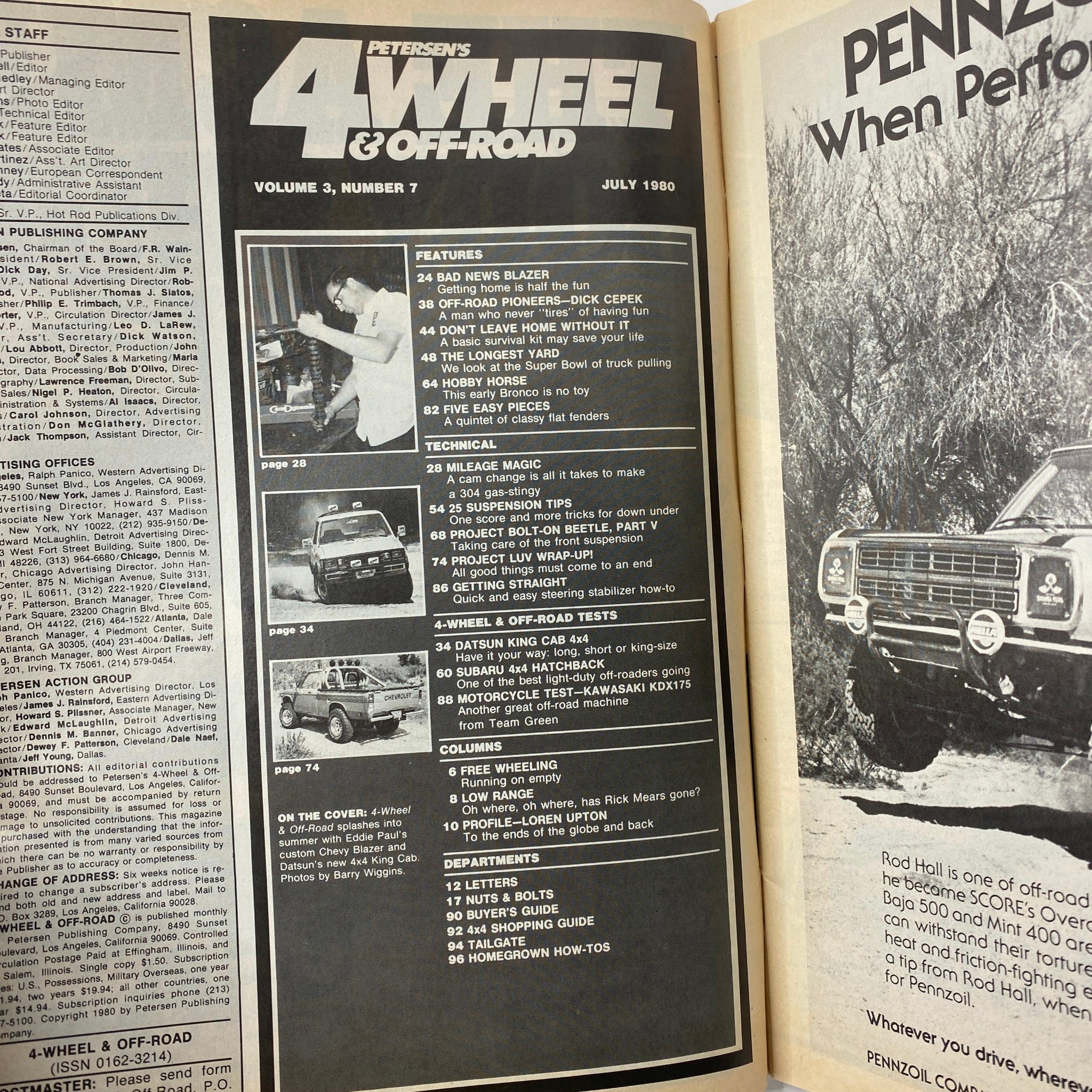 Petersen's 4-Wheel & Off-Road Magazine July 1980 Datsun 4x4 Subaru Hatch