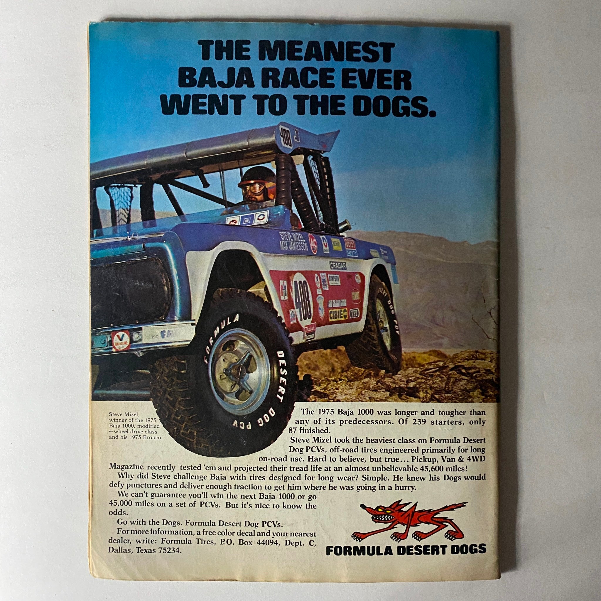 Cover of VTG Pickup, Van & 4WD Magazine May 1976 featuring an article titled 'The Meanest Baja Race Ever Went to the Dogs' with a race vehicle in action.