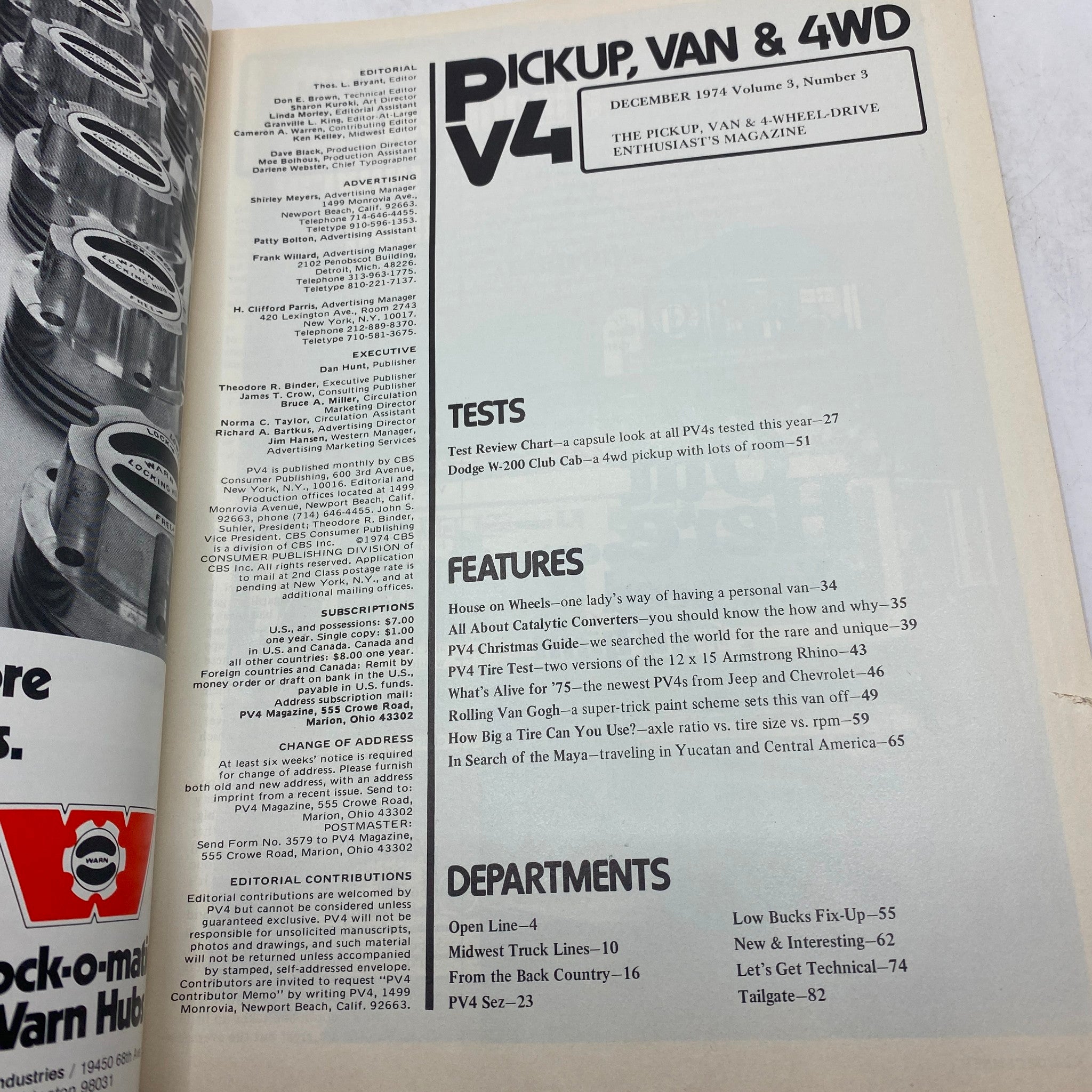 VTG Pickup, Van & 4WD V4 Magazine December 1974 Review 36 PV4's Tested No Label