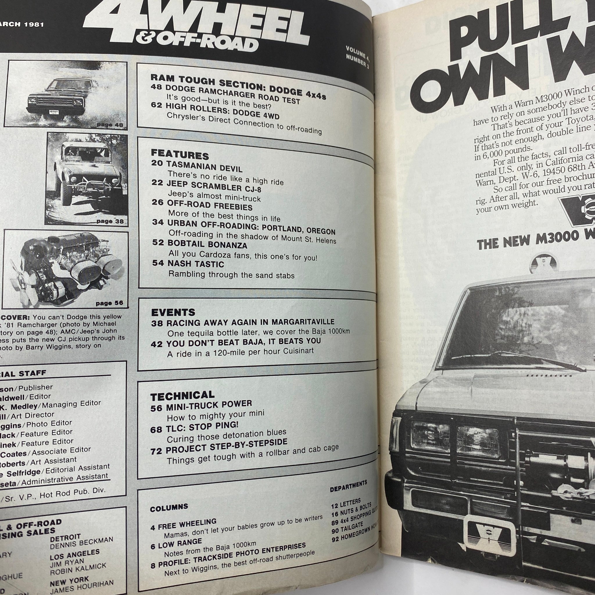 Petersen's 4-Wheel & Off-Road Magazine March 1981 '81 Ram Test Dodge 4WD History