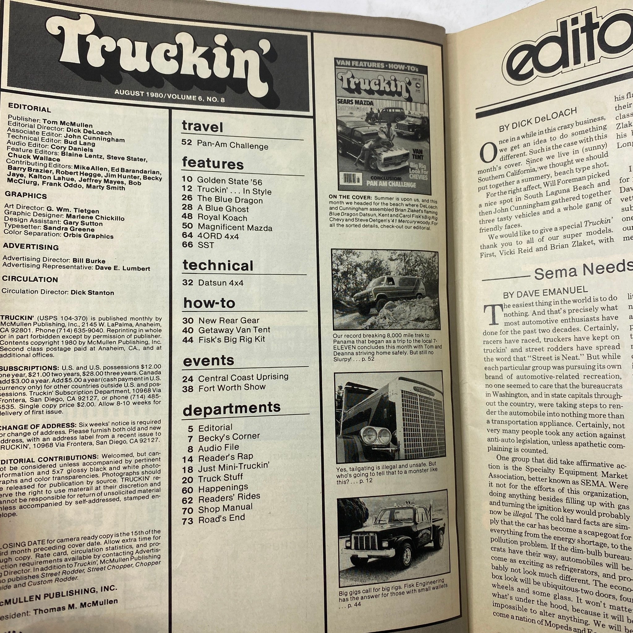 VTG Truckin' Magazine August 1980 Sears Mazda / Datsun 4x4 No Label