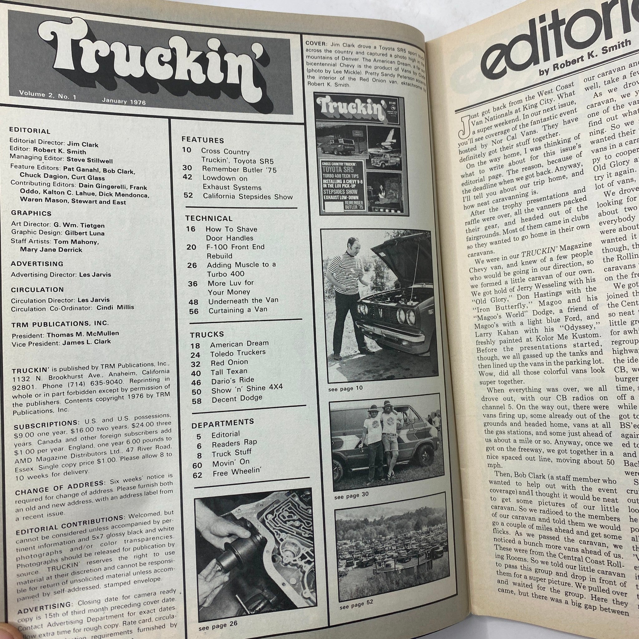 VTG Truckin' Magazine January 1976 Cross Country Truckin' Toyota SR5 No Label