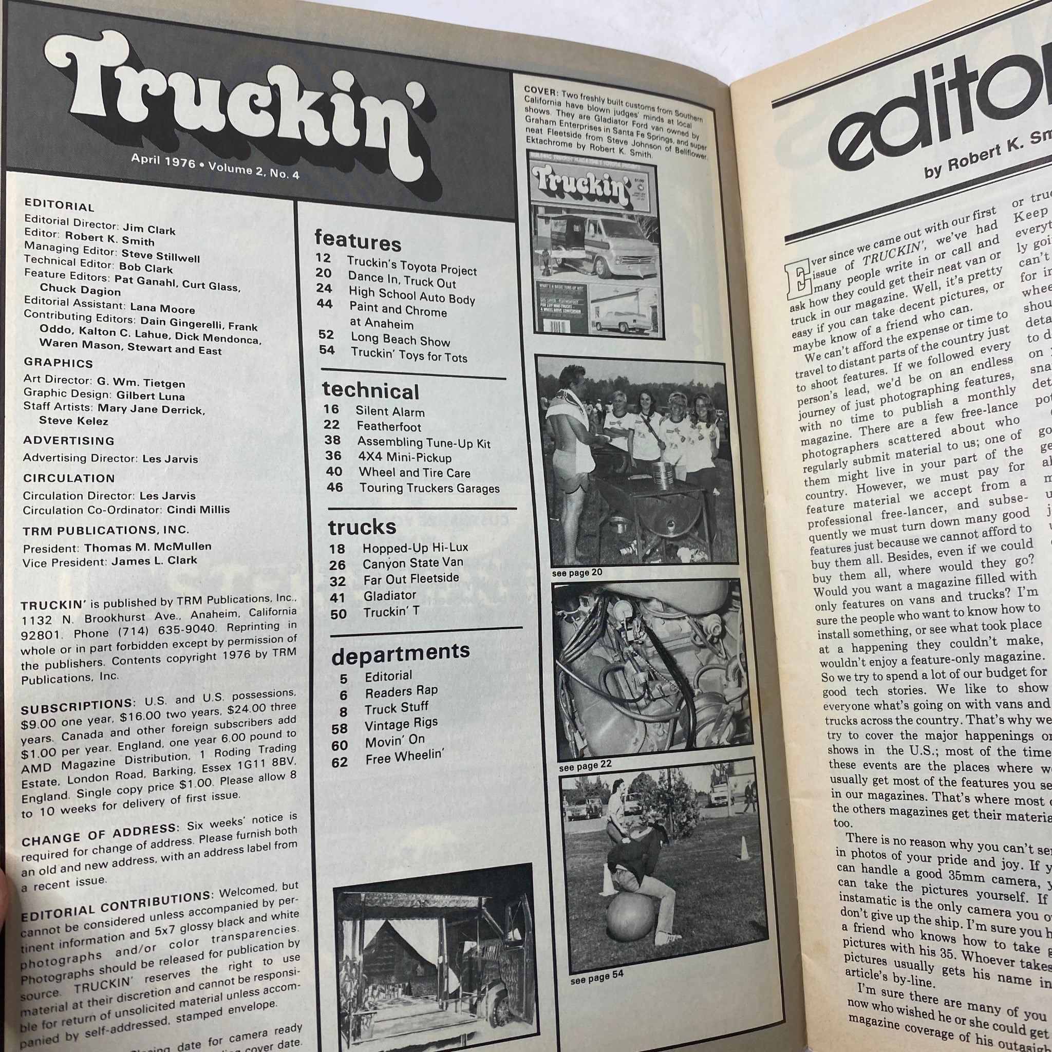 VTG Truckin' Magazine April 1976 Toys for Tots in Northern California No Label