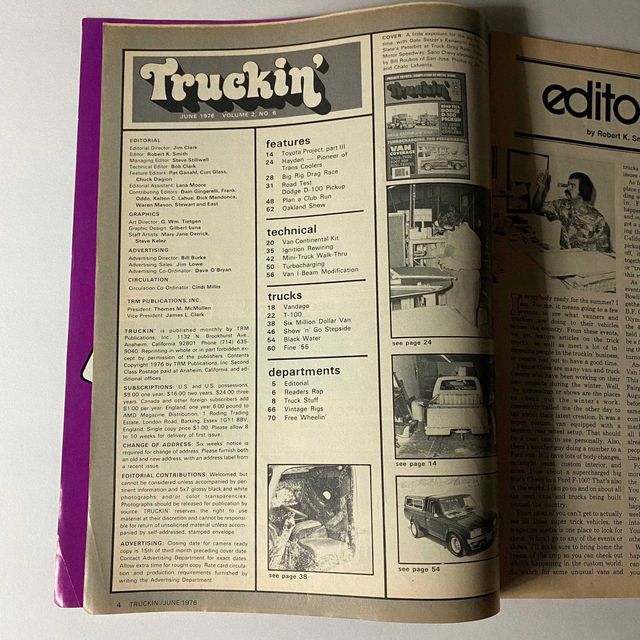 VTG Truckin' Magazine June 1976 Vol 2 No. 6 Dale Setzer's Kenworth No Label