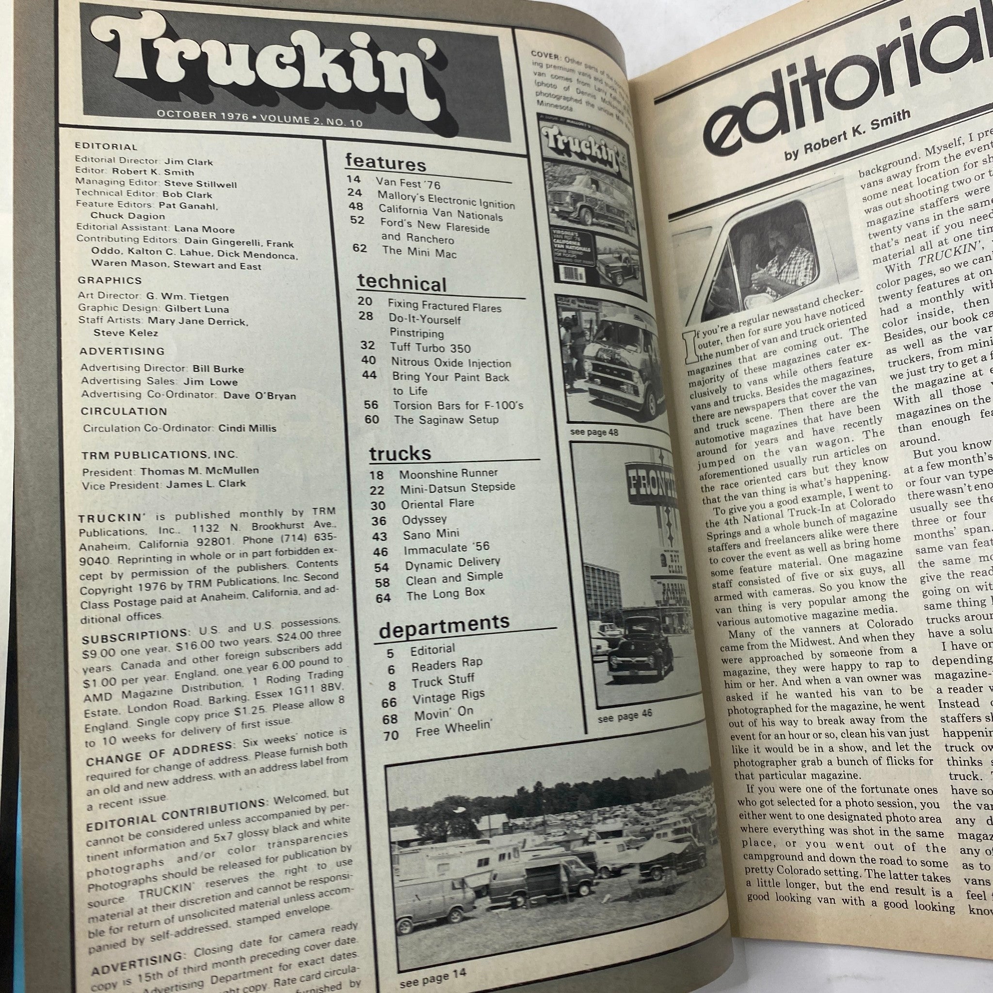 VTG Truckin' Magazine October 1976 Vol 2 No. 10 Virginia's Van Fest '76 No Label