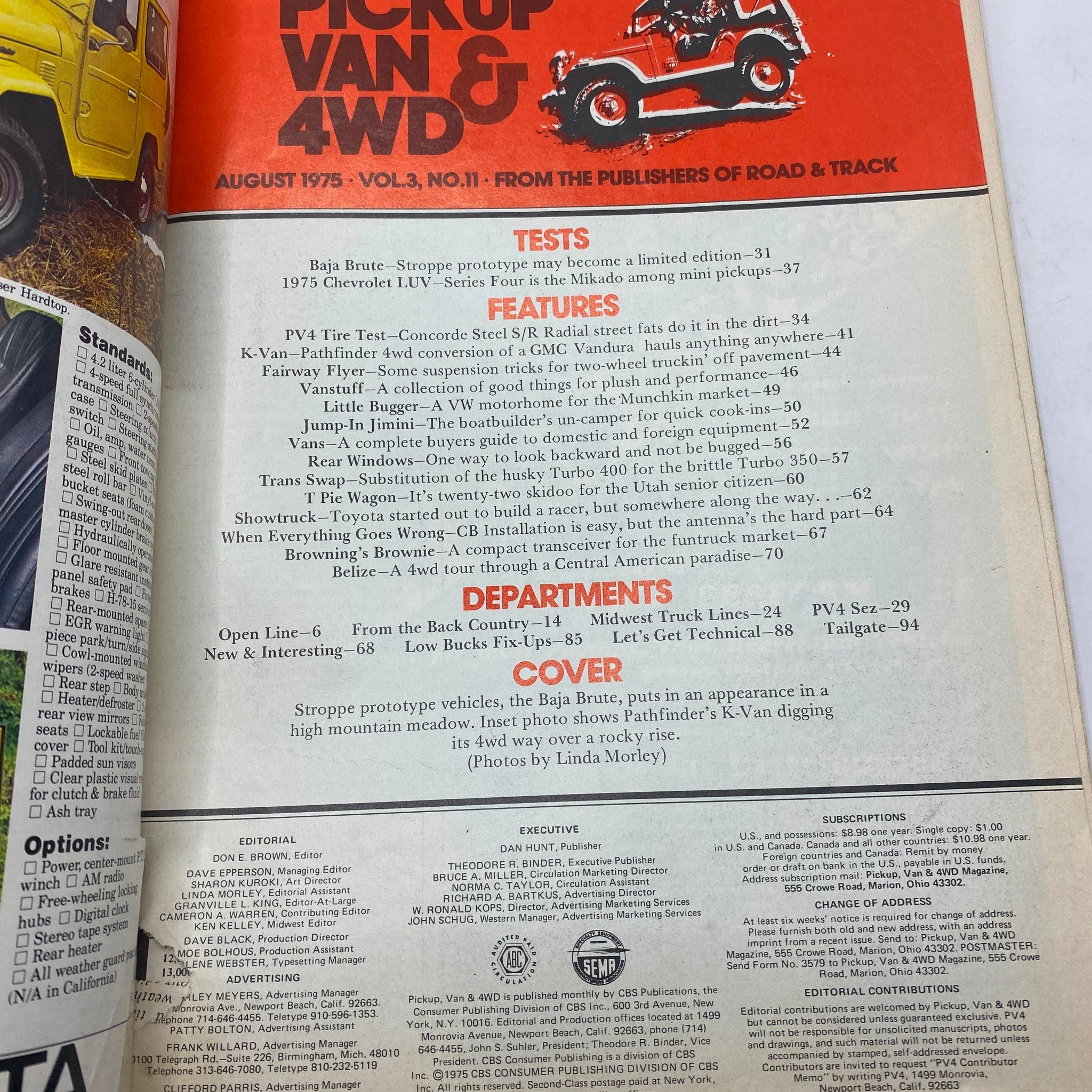 VTG Pickup, Van & 4WD Magazine August 1975 Van Special GD Interior No Label