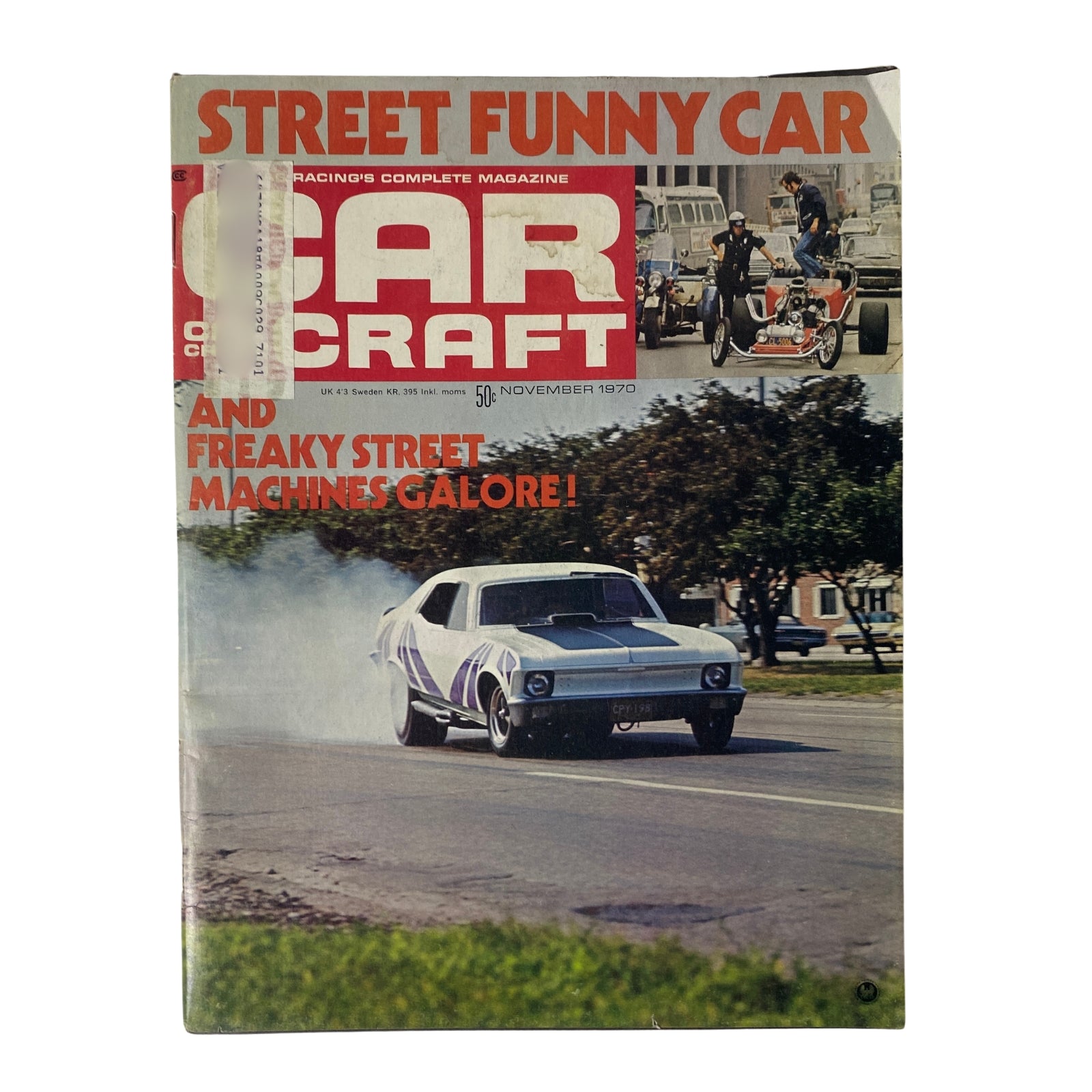 Cover of Car Craft Magazine, November 1970, Vol 18 No. 11, featuring street funny cars and promoting 'Freaky Street Machines Galore'.