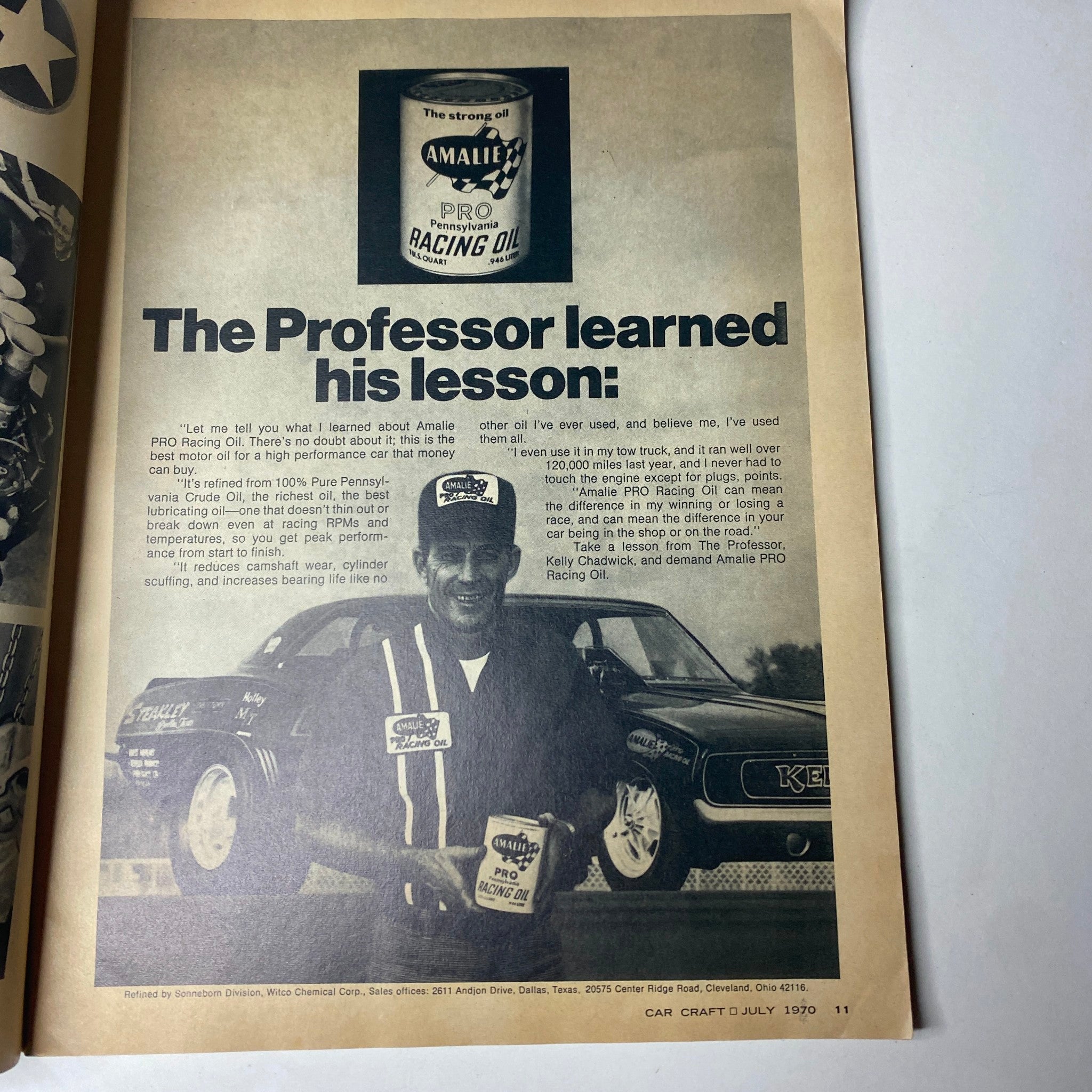 An article page from Car Craft Magazine July 1970 Vol 18 No. 7 featuring a profile of an influential figure in drag racing, discussing the lessons learned and experiences in the drag racing community.