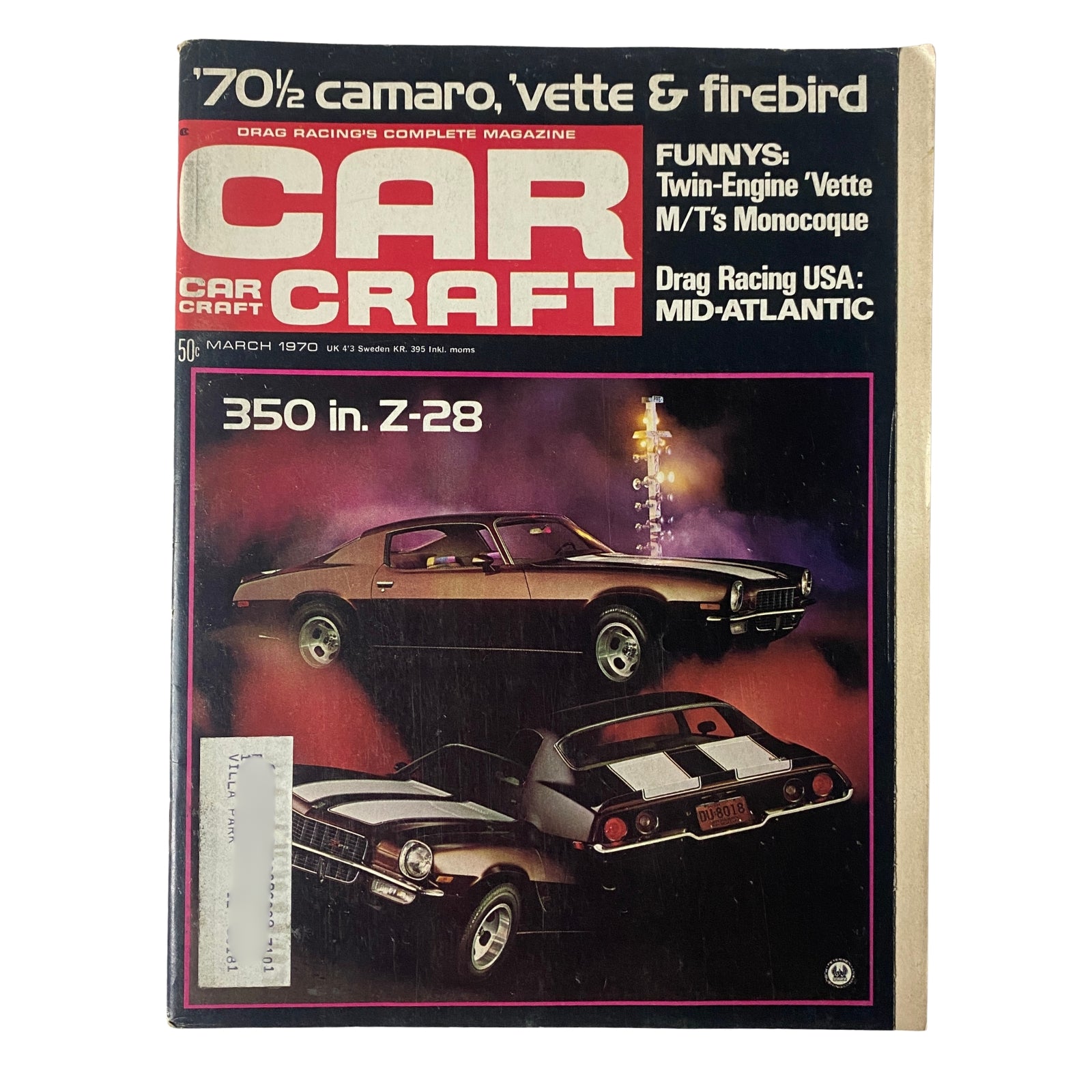 Car Craft Magazine March 1970 Volume 18 Number 3 cover featuring twin-engine Corvette, M/T’s Monocoque, and drag racing highlights.