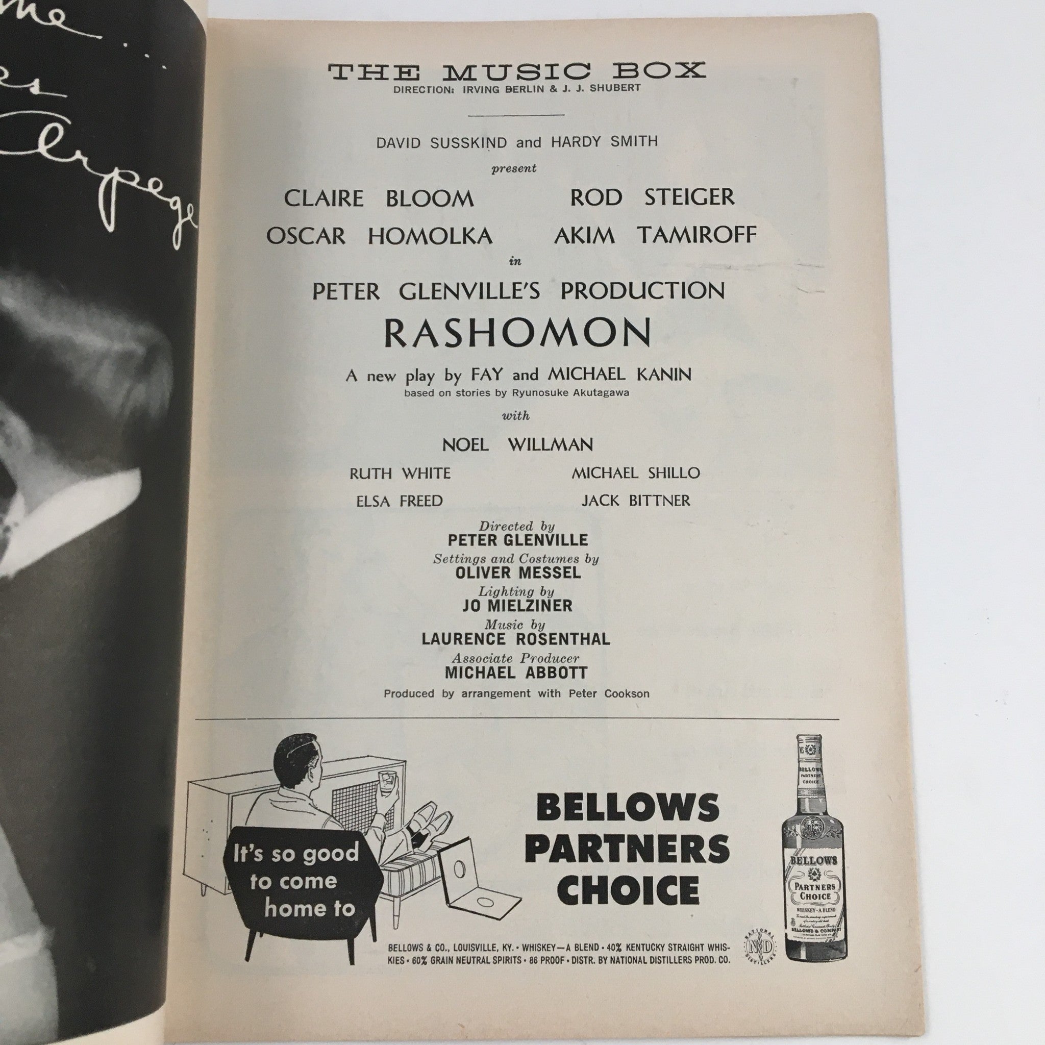 1959 Playbill The Music Box Present Rod Steiger in Peter Glenville's Rashomon