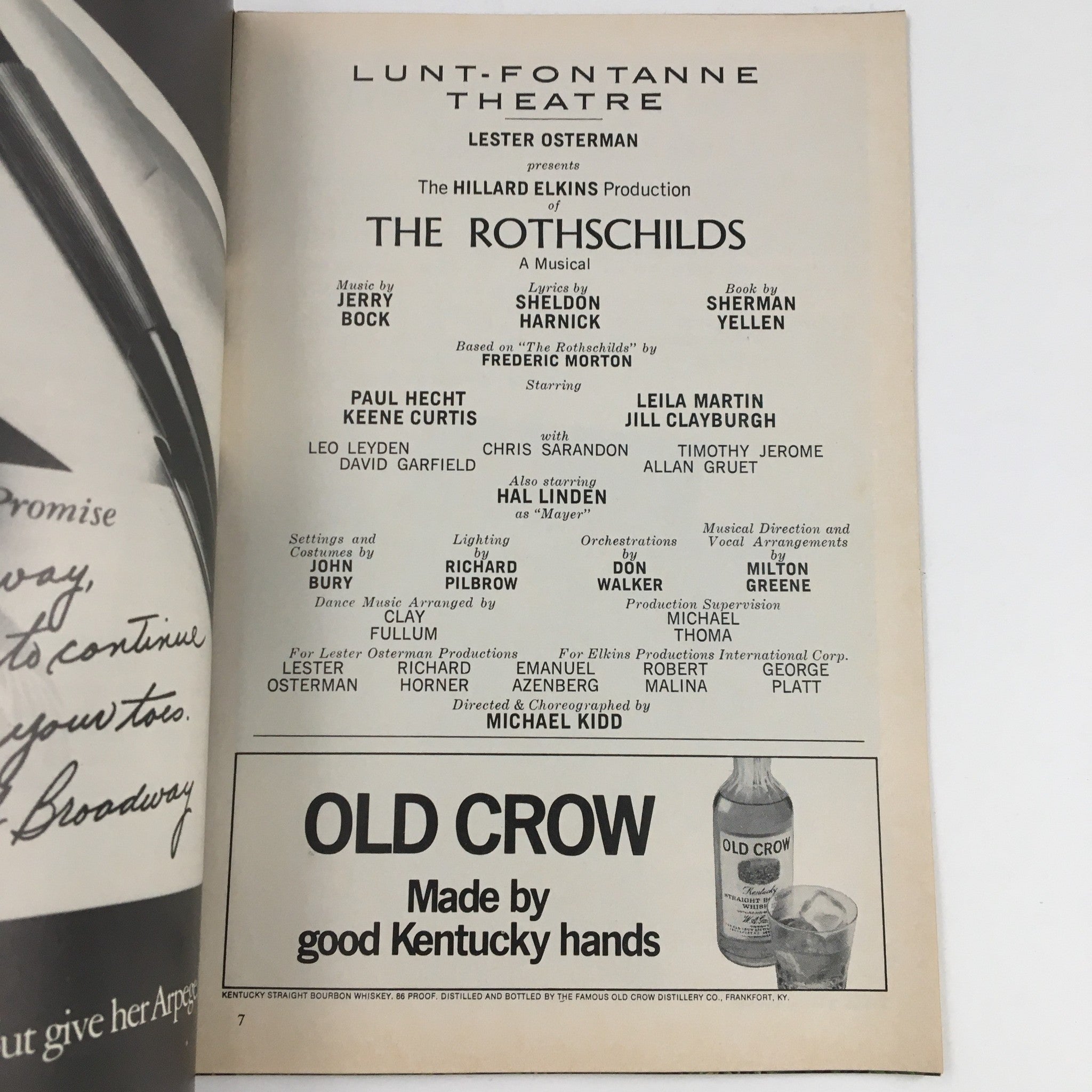 1971 Playbill Lunt-Fontanne Theatre Present The Rothschilds by Michael Kidd