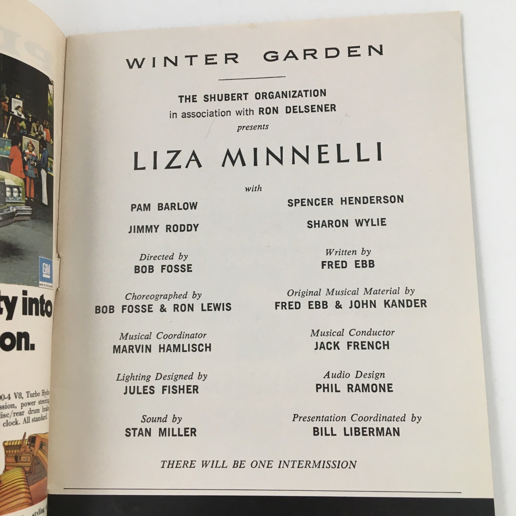 1974 Playbill Winter Garden Ron Delsener Presents Liza Minnelli by Bob Fosse