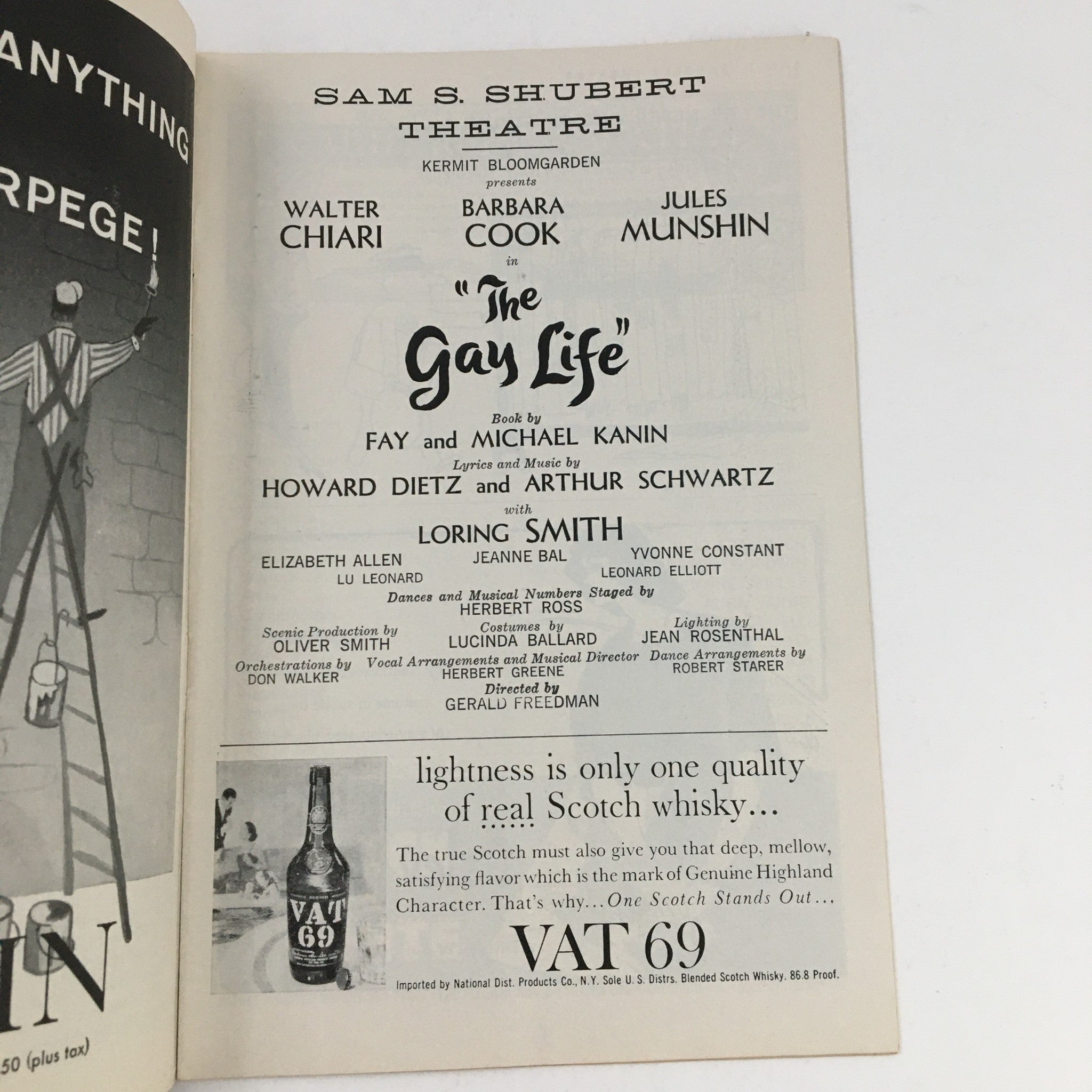 1961 Playbill Sam Shubert Theatre Presents Barbara Cook in The Gay Life