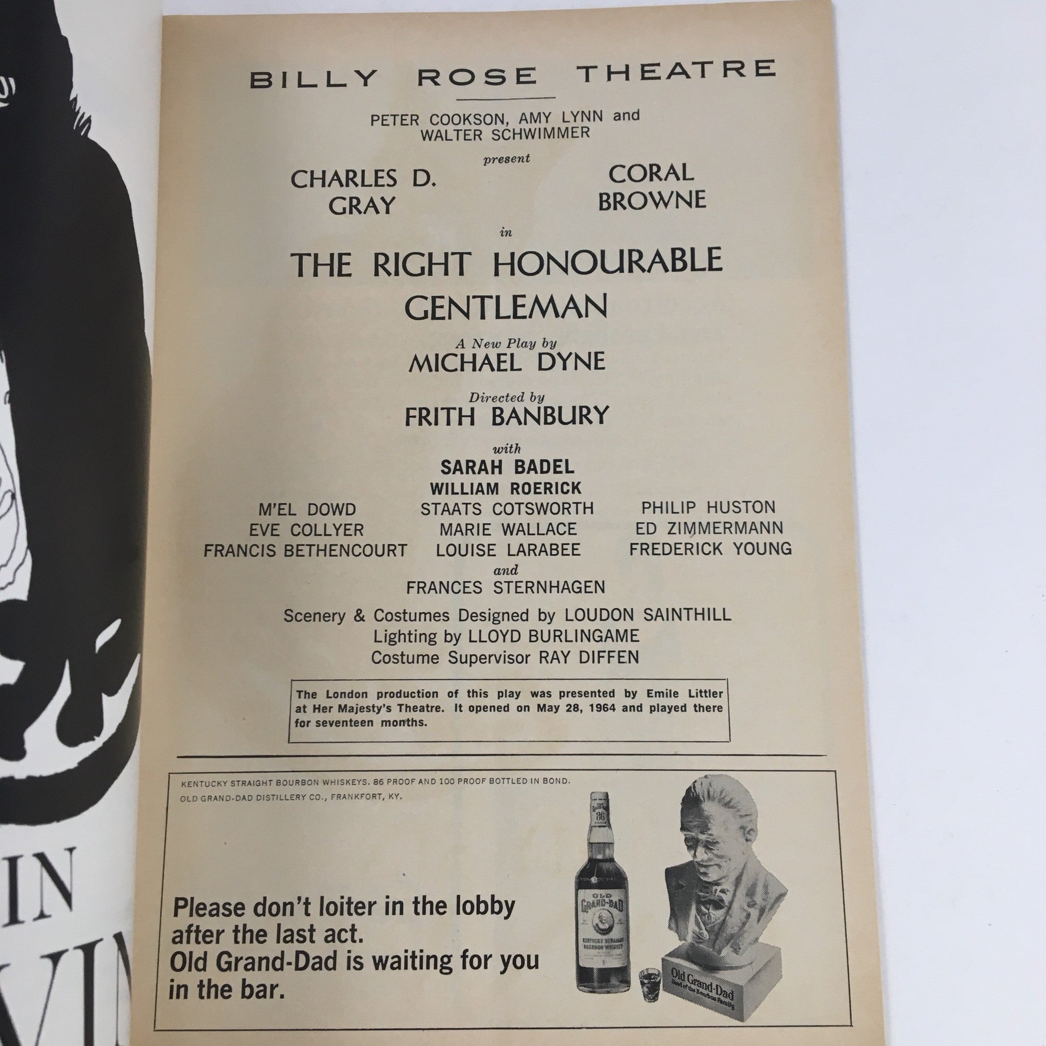 1965 Playbill Bill Rose Theatre Present The Right Honourable Gentleman